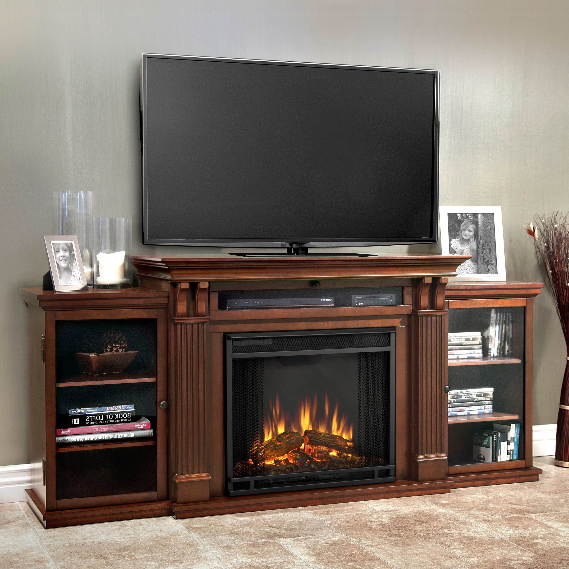Most Recently Released Electric Fireplace Entertainment Centers For Calie Entertainment Center Electric Fireplace In Dark Espressoreal (View 3 of 15)