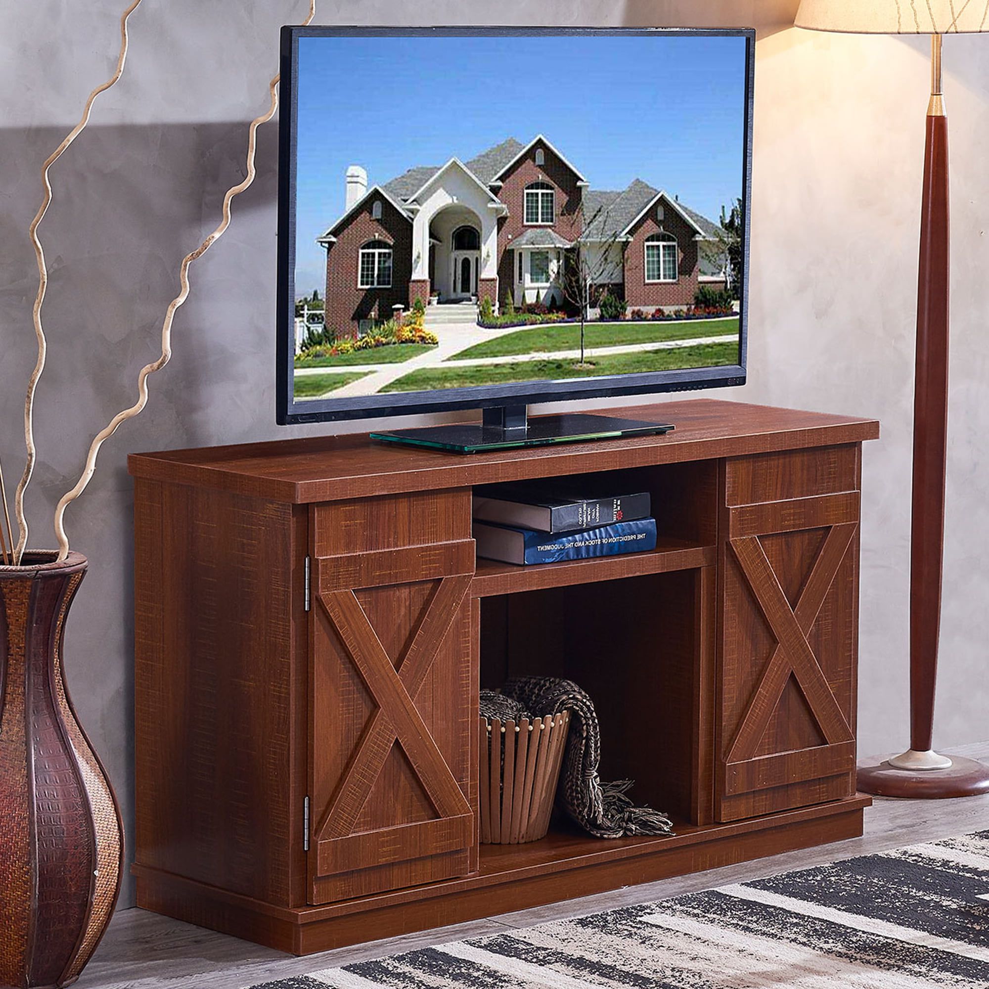 Most Recently Released Harper&bright Designs Wood Tv Stand Cabinet Entertainment Media Console For Wide Entertainment Centers (View 13 of 15)