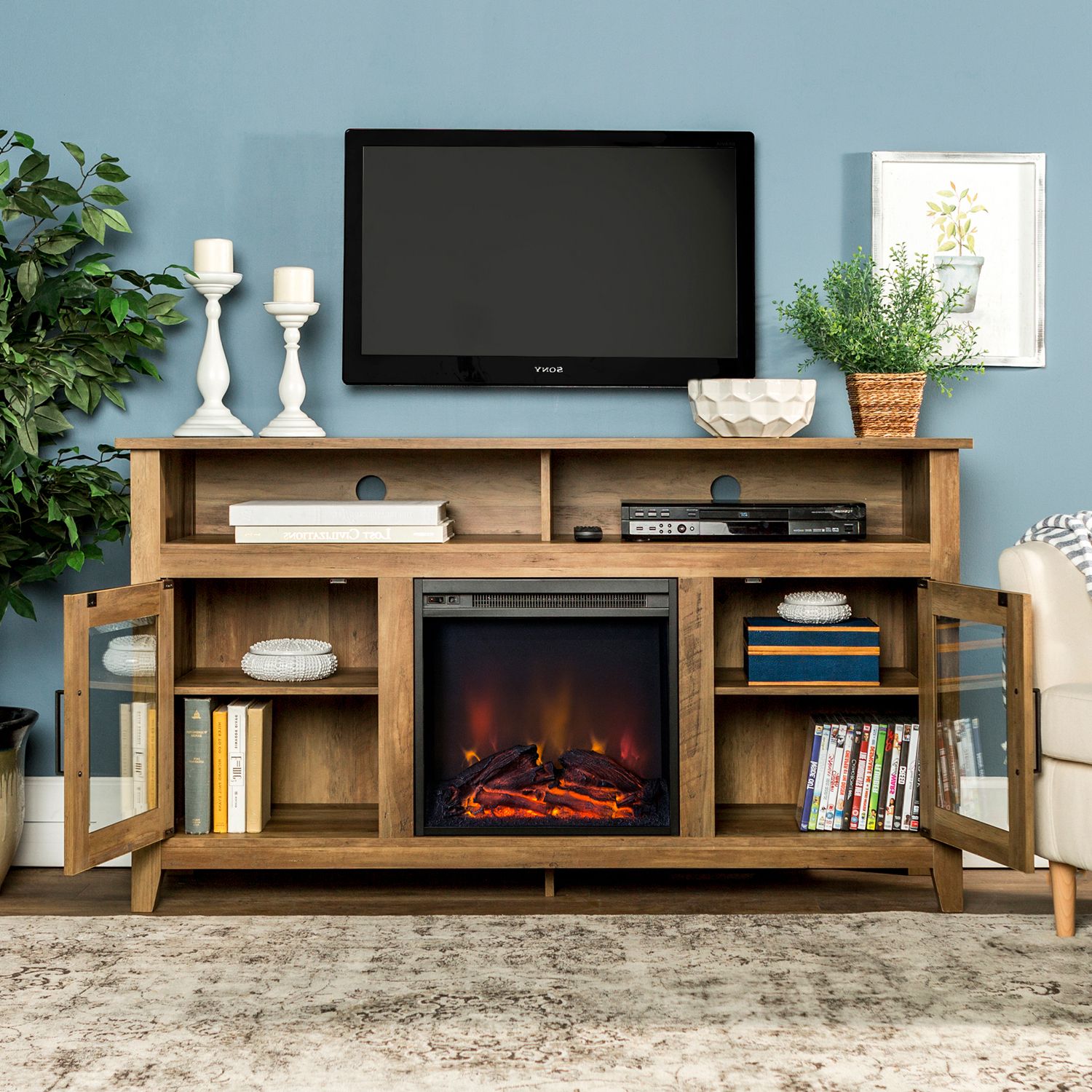 Most Recently Released Highboy Wood Fireplace Tv Stand – Pier1 Intended For Wood Highboy Fireplace Tv Stands (View 2 of 15)