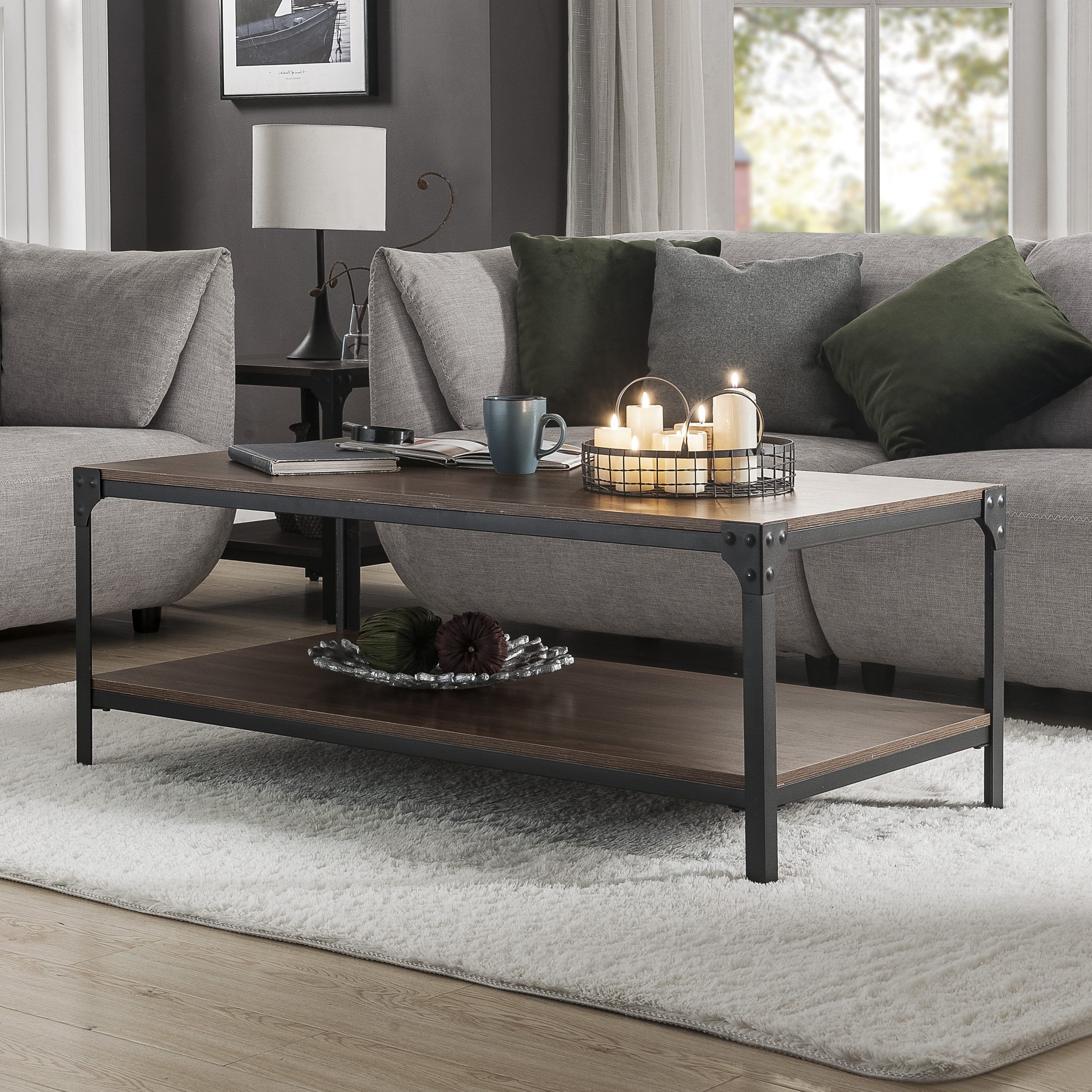 Most Recently Released Metal 1 Shelf Coffee Tables In End Tables For Living Room, Mid Century Rustic Coffee Table With (View 12 of 15)