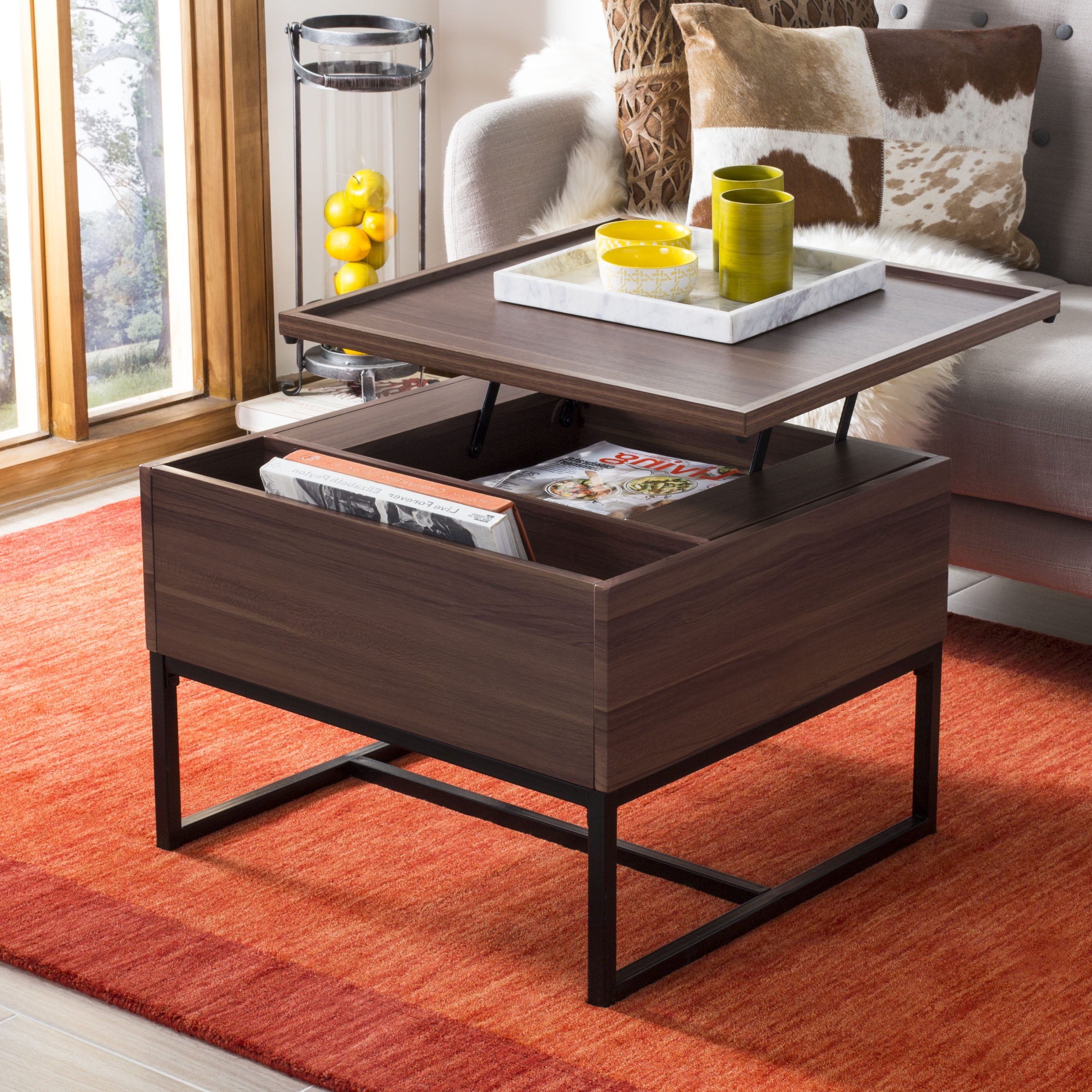 Most Recently Released Safavieh Kristie Contemporary Lift Top Coffee Table, Dark Oak/black Throughout Modern Wooden Lift Top Tables (Photo 1 of 15)