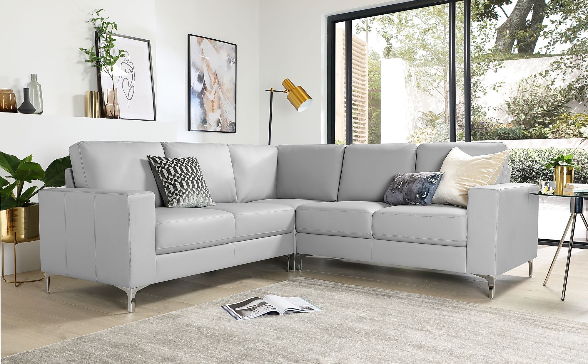 Most Up To Date Baltimore Light Grey Leather Corner Sofa (View 13 of 15)