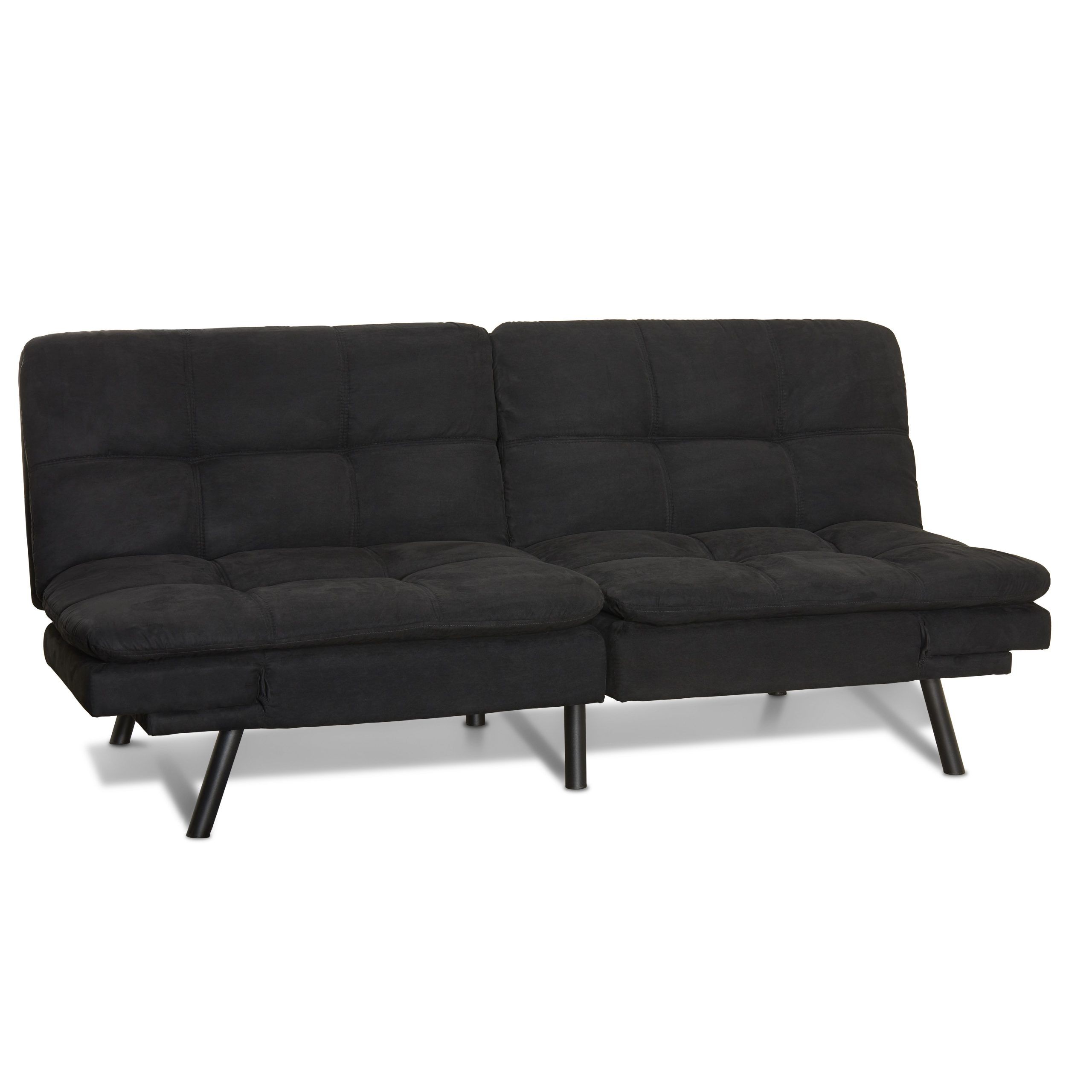 Most Up To Date Black Faux Suede Memory Foam Sofas With Mainstays Memory Foam Futon, Black Suede – Walmart – Walmart (View 4 of 15)
