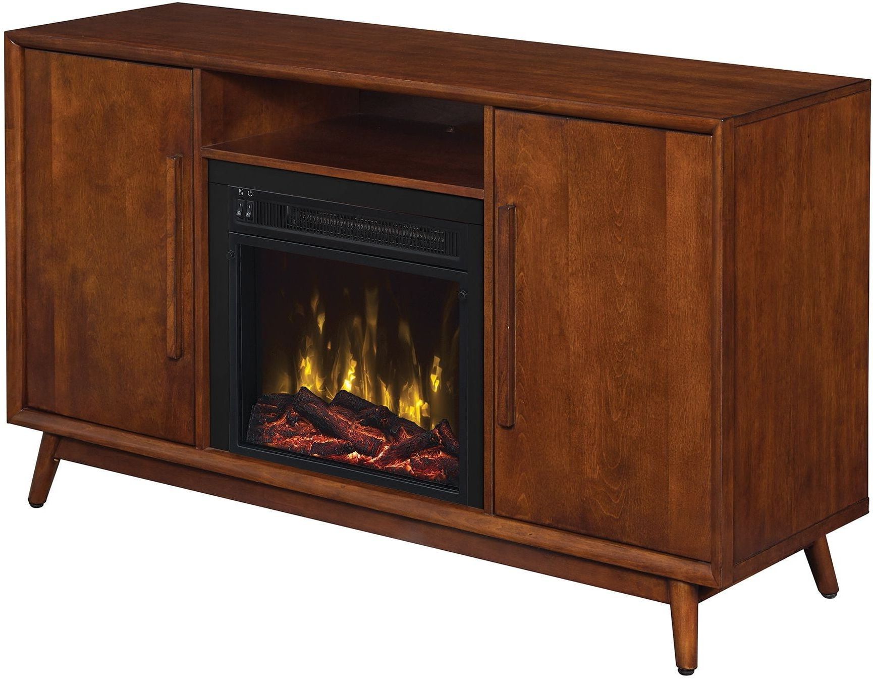 Most Up To Date Classicflame Mahogany Cherry Leawood Tv Stand With Electric Fireplace Regarding Tv Stands With Electric Fireplace (View 7 of 15)