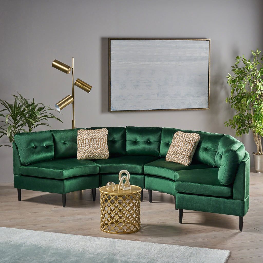 Most Up To Date Cream Velvet Modular Sectionals With Glam Velvet Modular 4 Seater Sectional – Nh921803 – Noble House Furniture (View 11 of 15)