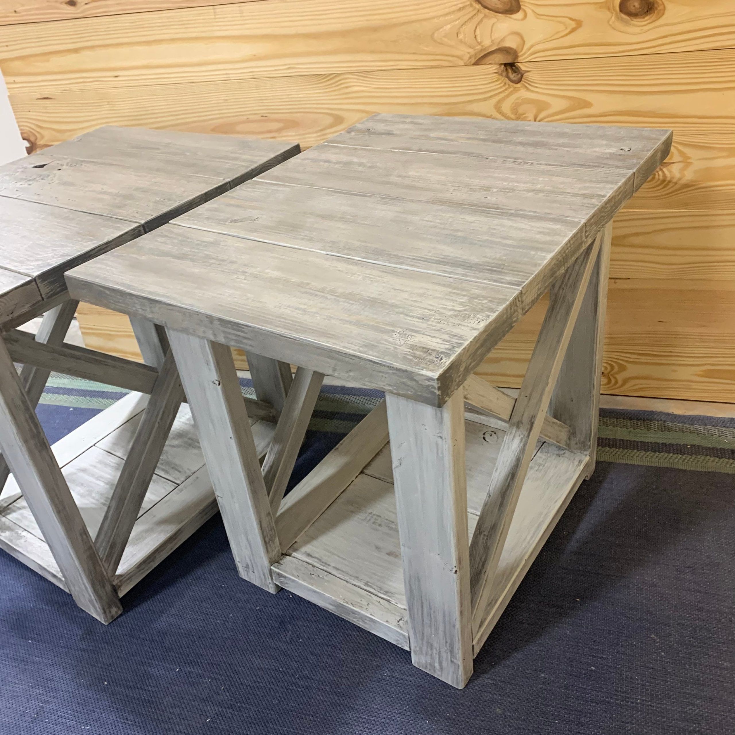 Most Up To Date Long Rustic Farmhouse End Tables Gray White Wash Top With A Distressed With Regard To Rustic Gray End Tables (Photo 11 of 15)