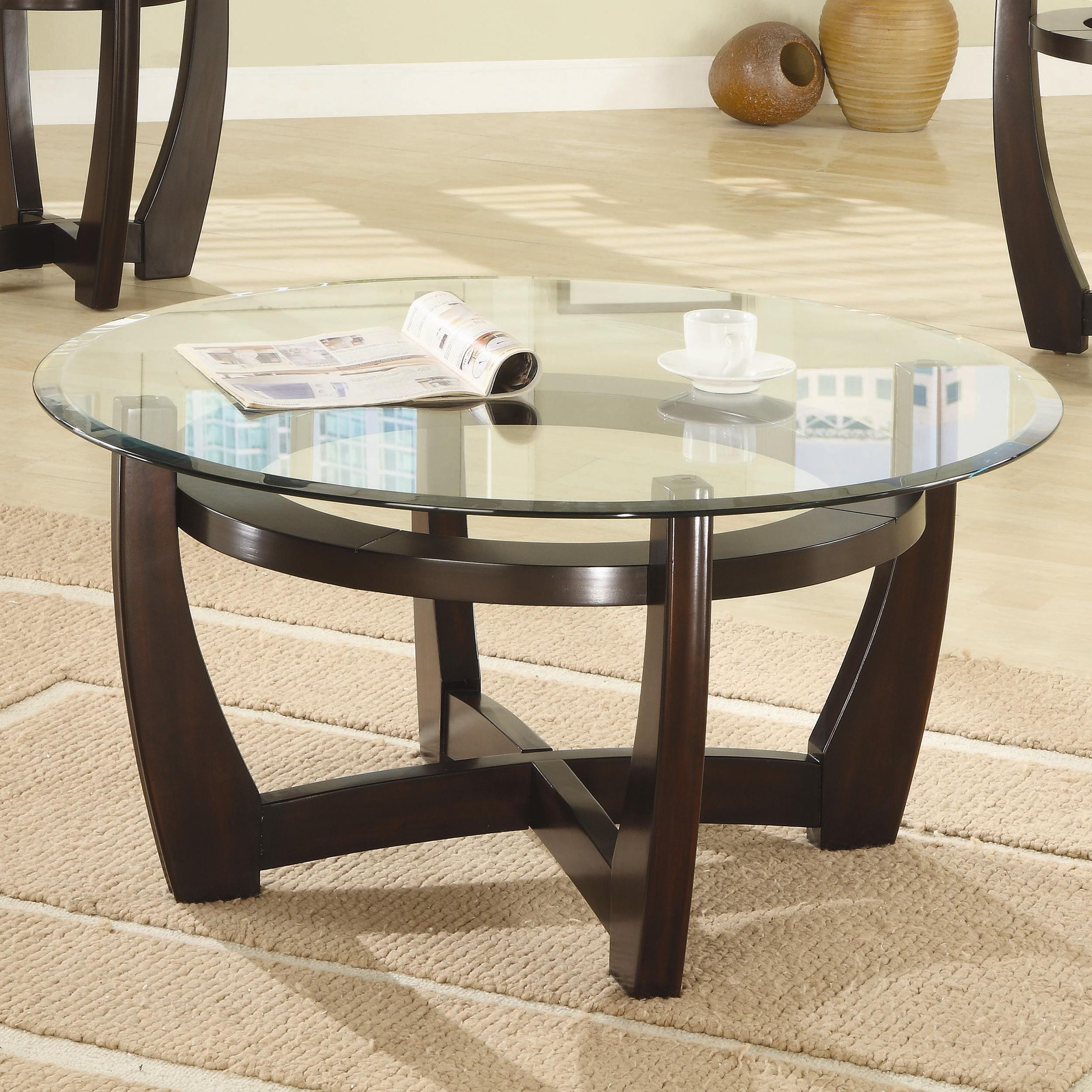 Most Up To Date Occasional Coffee Tables Throughout Contemporary 3 Piece Occasional Table Set With Glass Tops (Photo 9 of 15)