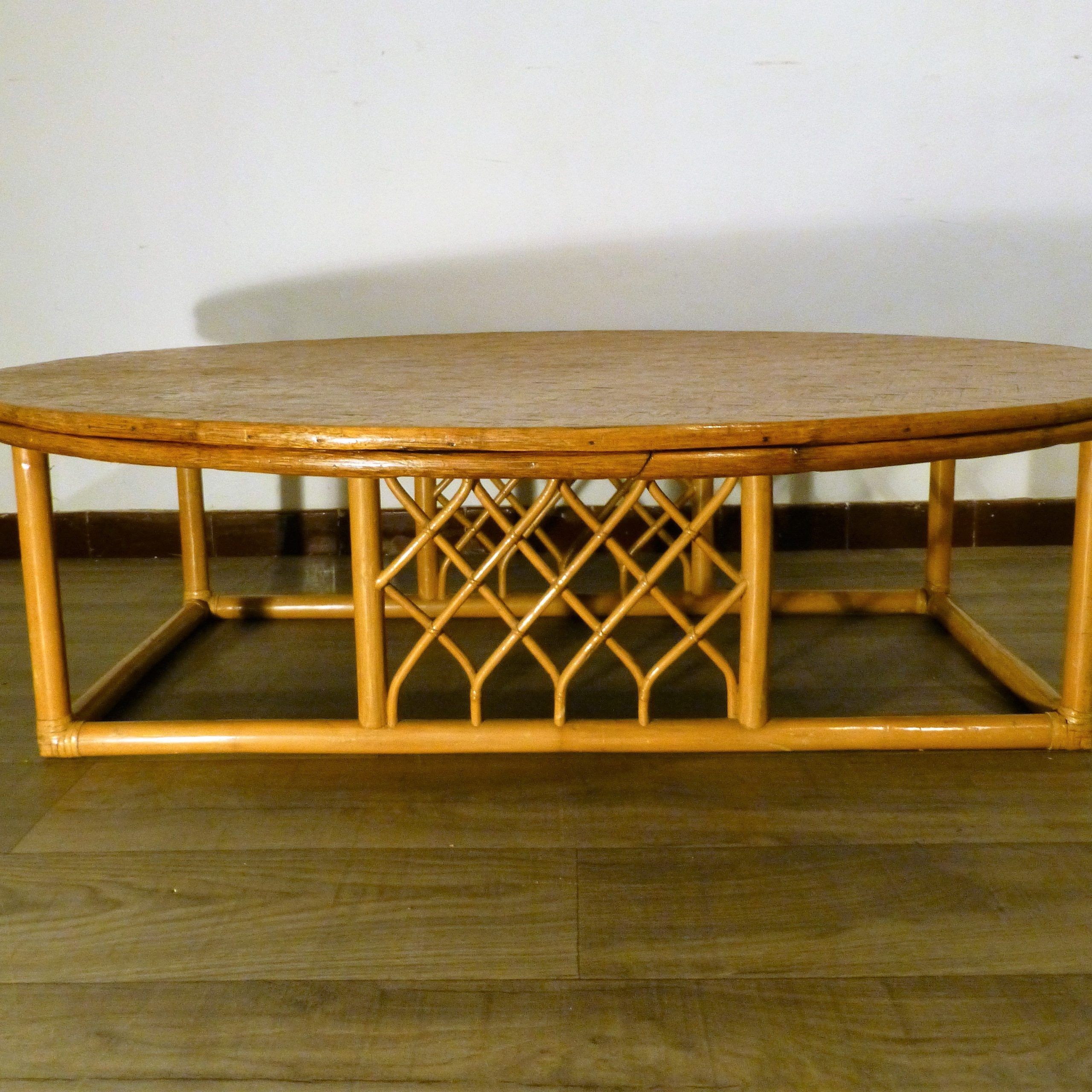 Most Up To Date Rattan Coffee Tables Intended For Large Vintage Rattan Coffee Table – 1960s – Design Market (View 8 of 15)