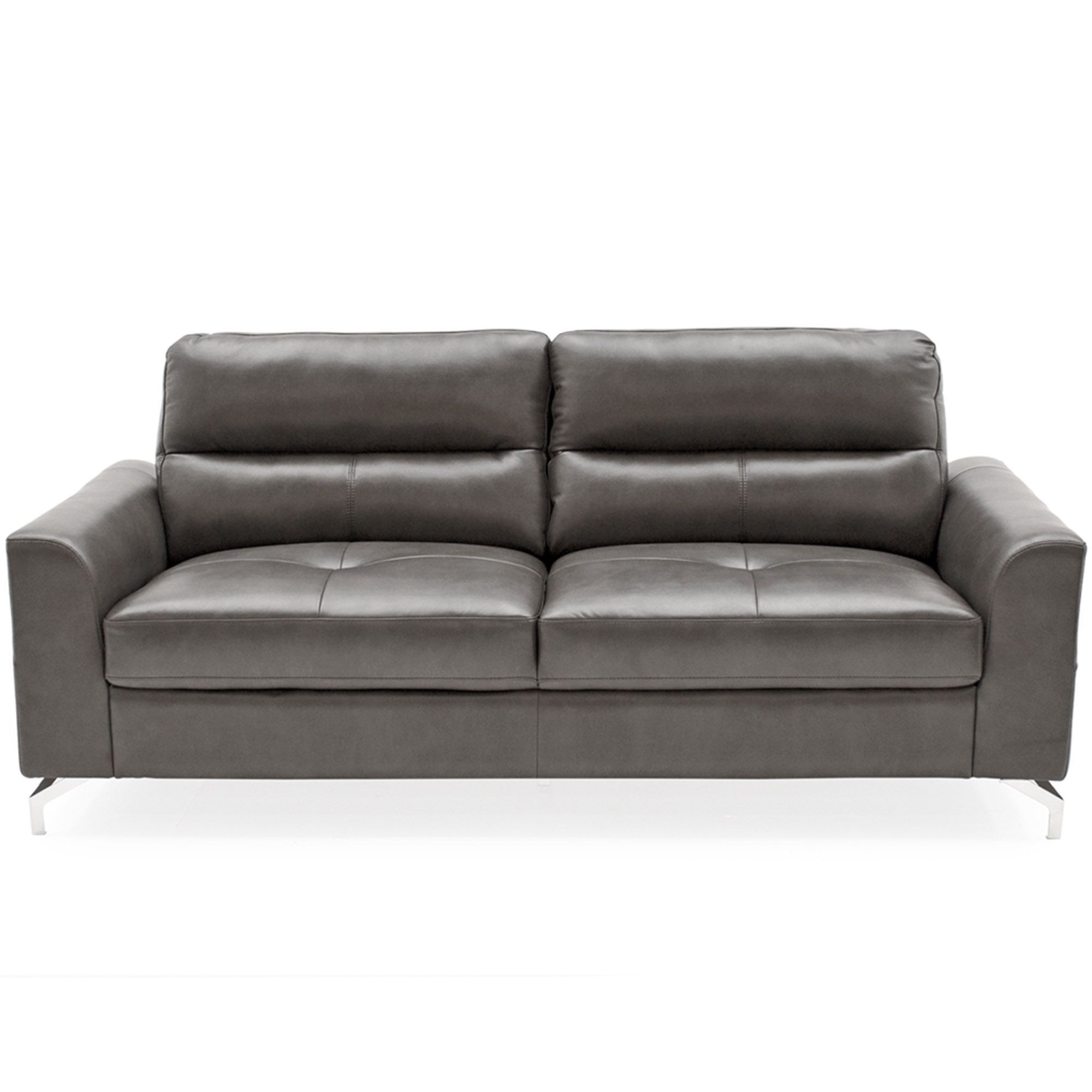Most Up To Date Traditional 3 Seater Faux Leather Sofas In Lambro 3 Seater Sofa Grey Faux Leather – All Sofa Collections – Meubles (View 6 of 15)