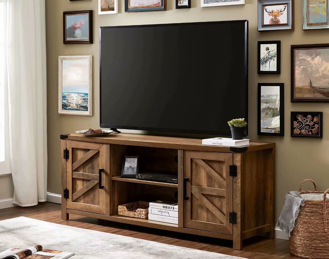 Most Up To Date Wampat Farmhouse Tv Stand For Tv Up To 65 Inch Barn Door Media Console In Entertainment Center With Storage Cabinet (View 12 of 15)