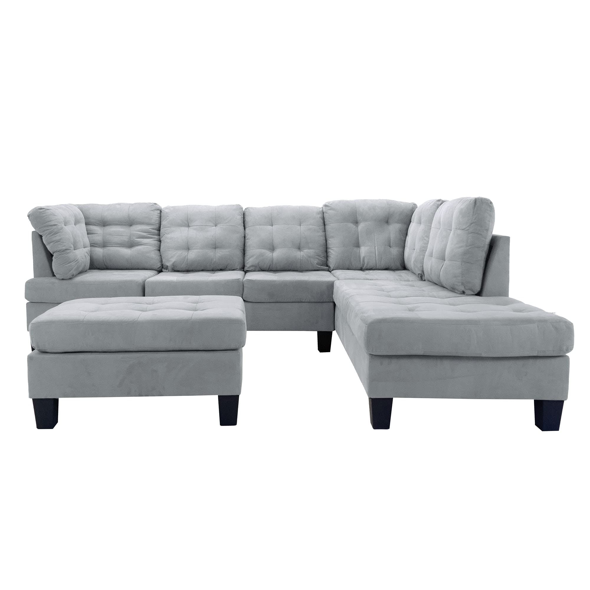 Newest Buy Casa Andrea Milano 3 Piece Modern Tufted Micro Suede L Shaped Regarding L Shape Couches With Reversible Chaises (Photo 14 of 15)