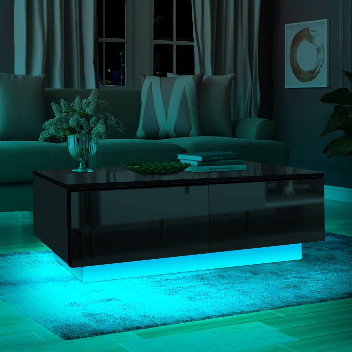 Newest Buy Hommpa Led Coffee Tables For Living Room Modern Coffee Table With 4 For Led Coffee Tables With 4 Drawers (Photo 10 of 15)
