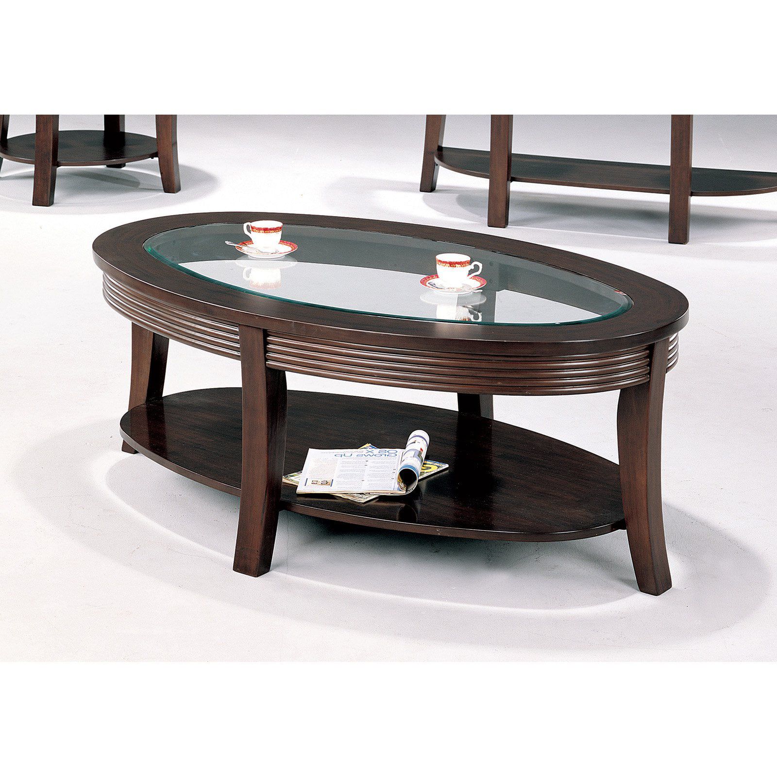Newest Coaster Furniture Oval Coffee Table With Glass Top – Cappuccino For Oval Glass Coffee Tables (Photo 15 of 15)