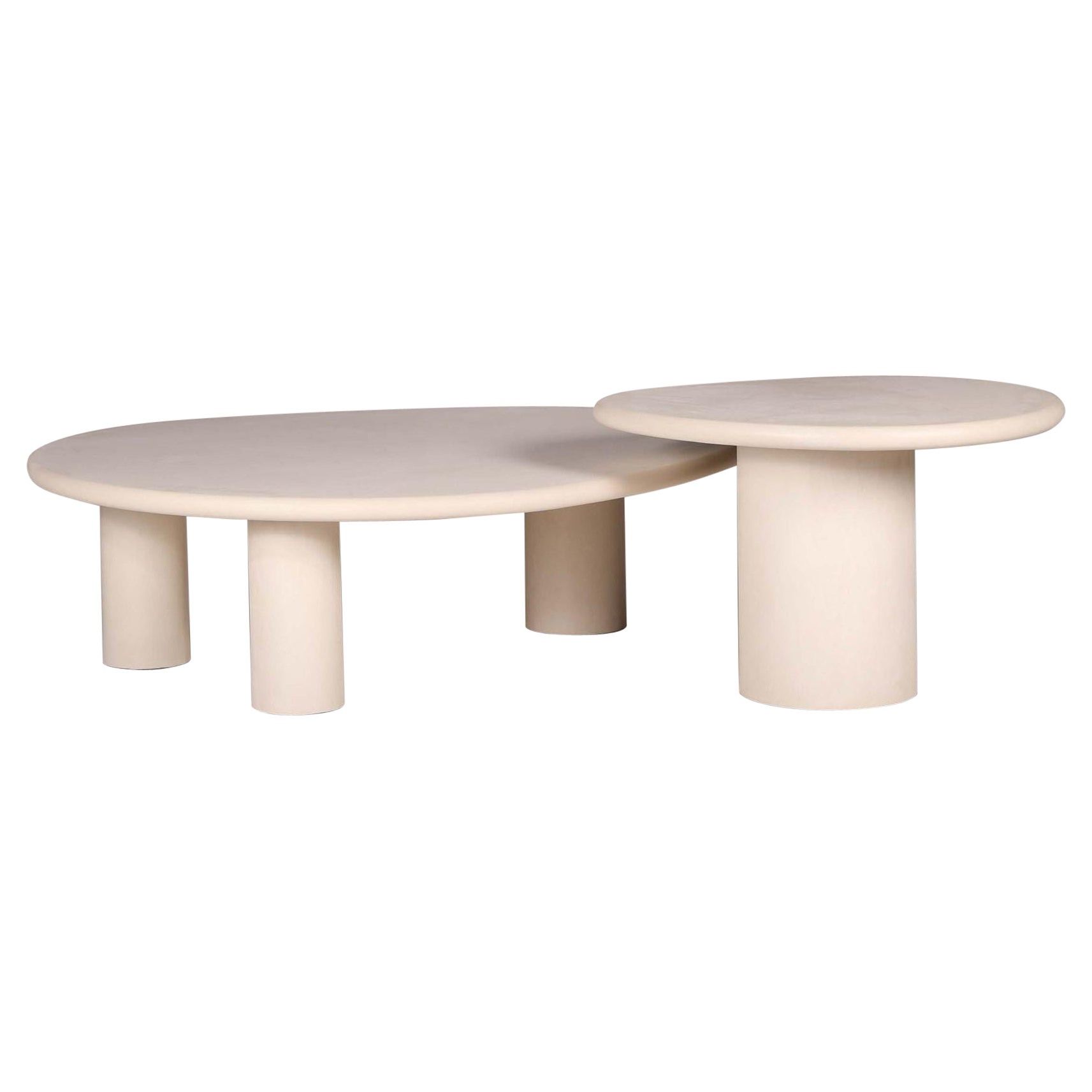 Newest Liam Round Plaster Coffee Tables For Handmade Rock Shaped Natural Plaster Table Setgalerie Philia (Photo 8 of 15)