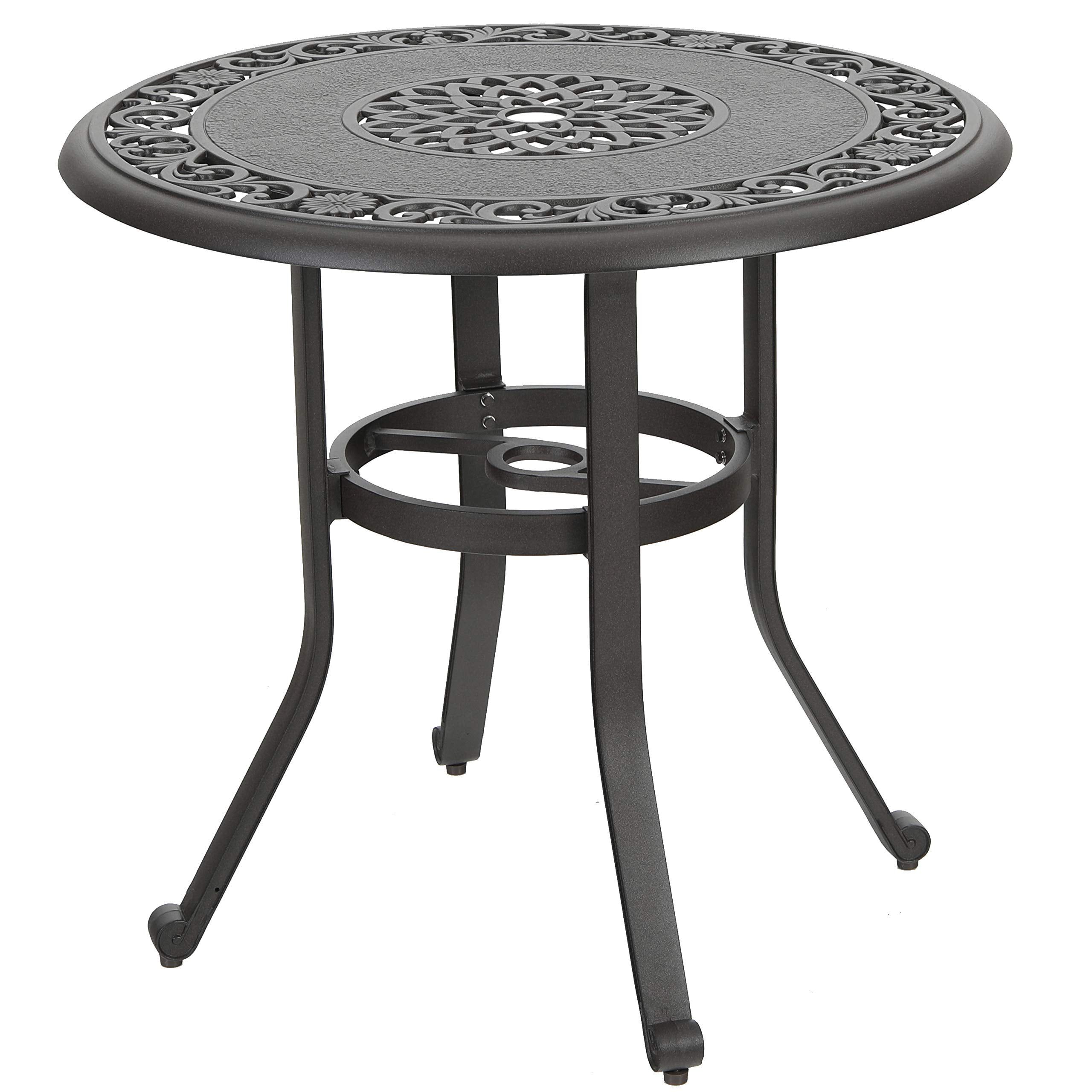 Newest Mf Studio 32" Cast Aluminum Patio Outdoor Bistro Table, Round Dining Intended For Round Steel Patio Coffee Tables (View 9 of 15)