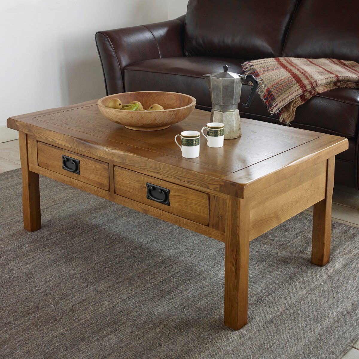 Original Rustic 4 Drawer Coffee Table In Solid Oak Intended For Popular Rustic Wood Coffee Tables (Photo 10 of 15)