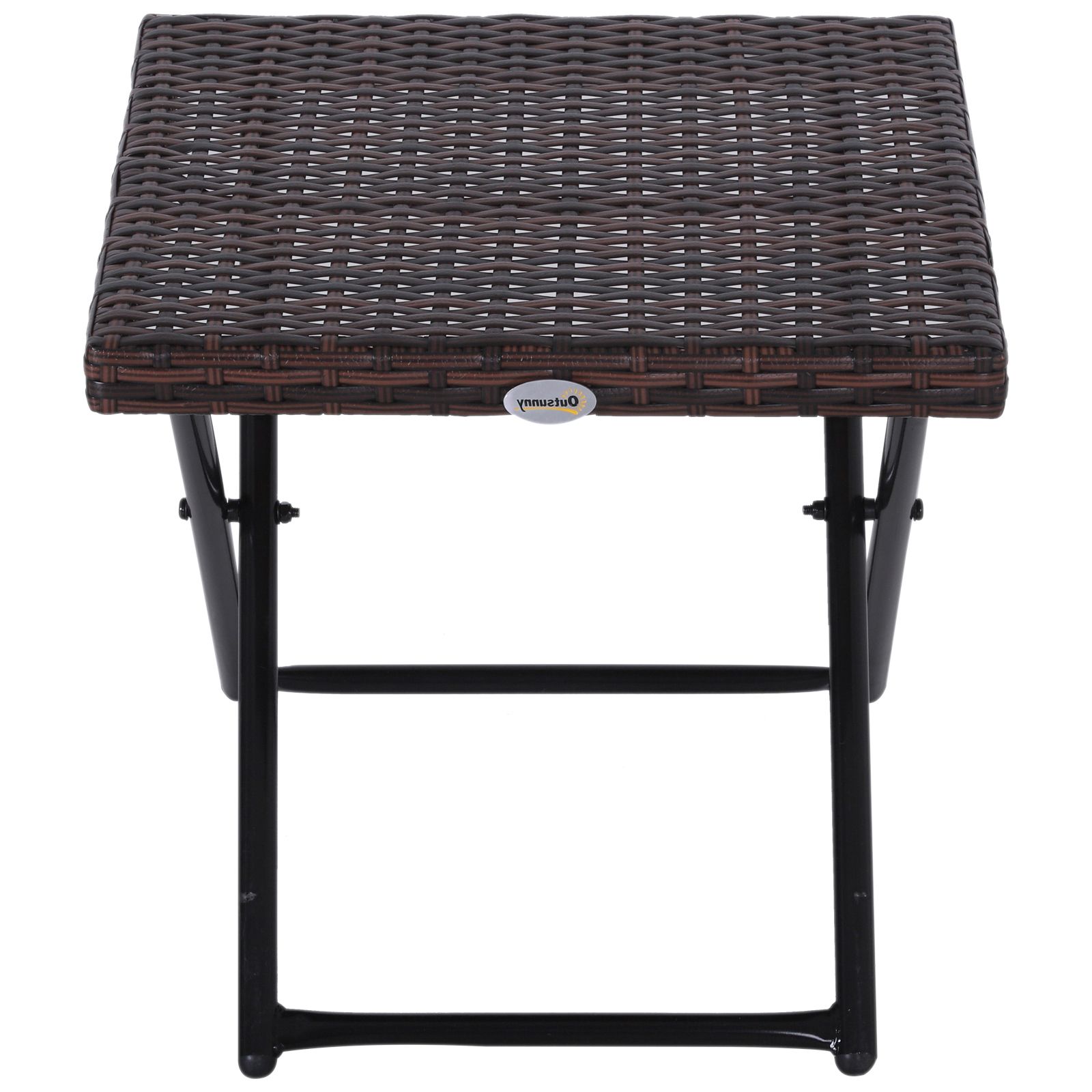 Outsunny Folding Square Rattan Coffee Table Bistro Balcony Garden Steel For Best And Newest Coffee Tables For Balconies (Photo 6 of 15)
