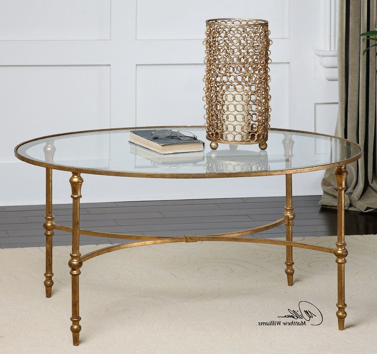 Oval Glass Coffee Tables Throughout Latest Vitya Gold Leaf Oval Glass Coffee Table (View 8 of 15)
