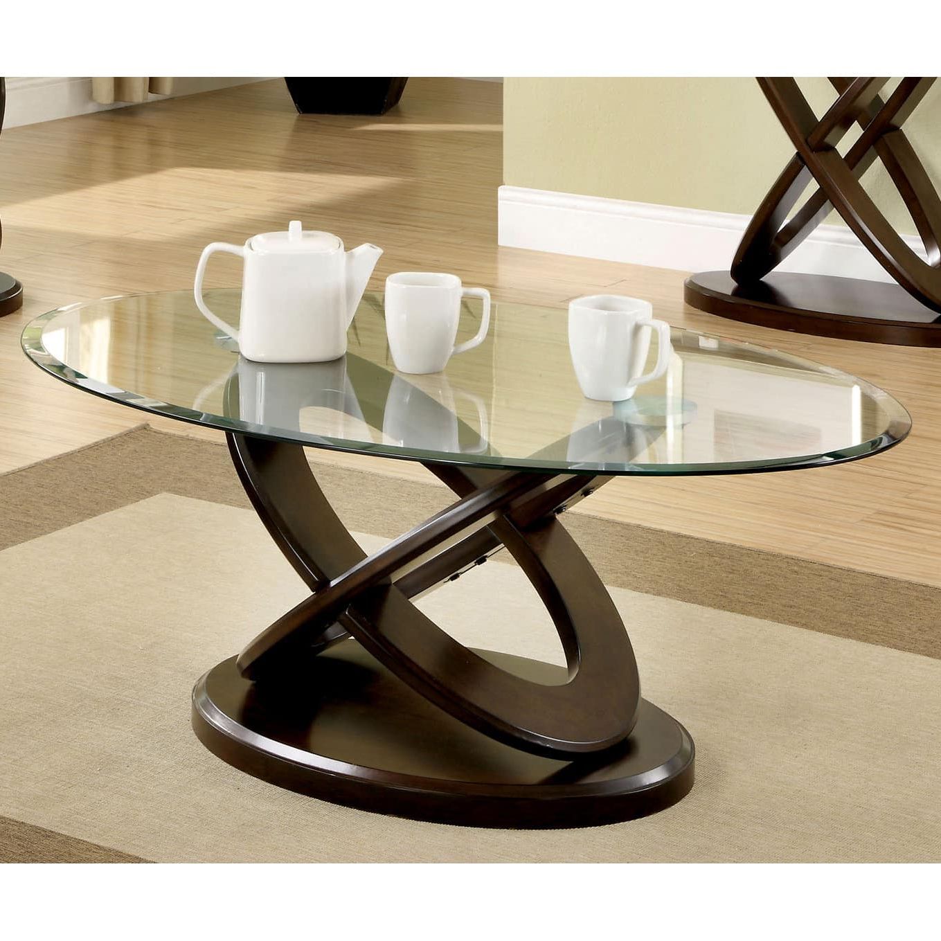Oval Glass Top Coffee Tables – Triangle Glass Coffee Table With Wood Inside Preferred Tempered Glass Oval Side Tables (Photo 15 of 15)