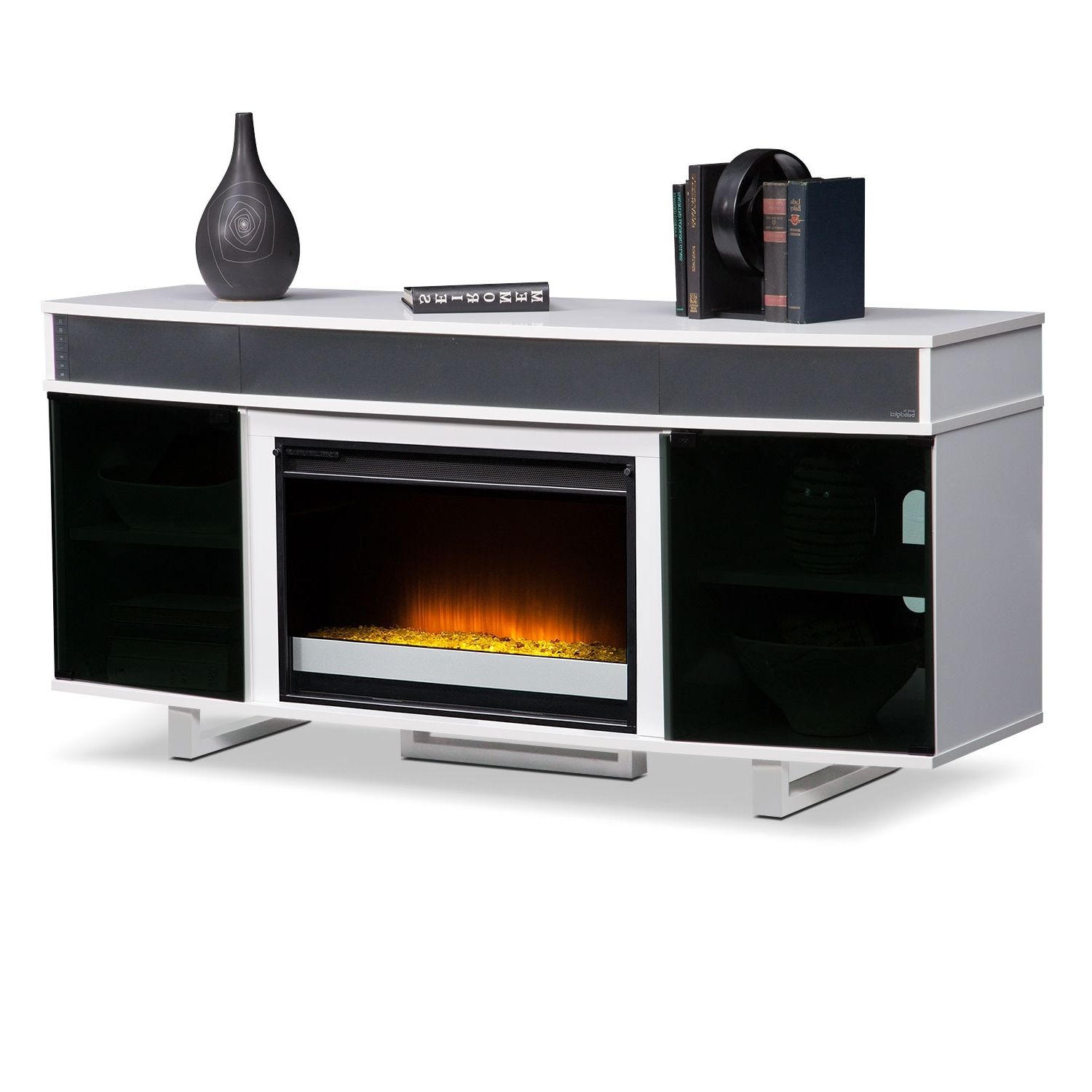 Pacer 64" Contemporary Fireplace Tv Stand With Sound Bar – White Throughout Well Known Modern Fireplace Tv Stands (View 5 of 15)