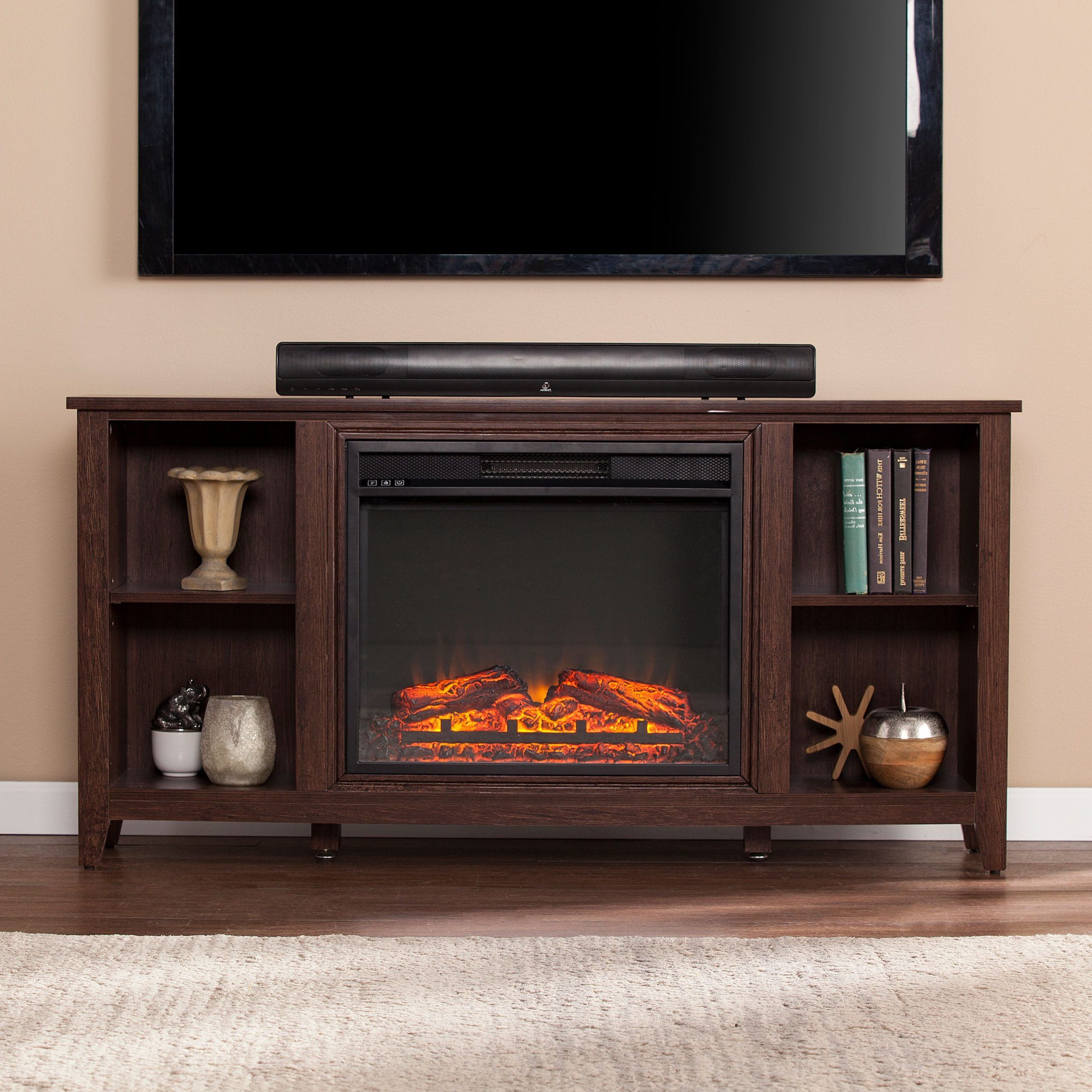 Paxifyre Electric Fireplace Tv Stand, For Tvs Up To 50", Espresso For Newest Electric Fireplace Tv Stands (Photo 10 of 15)