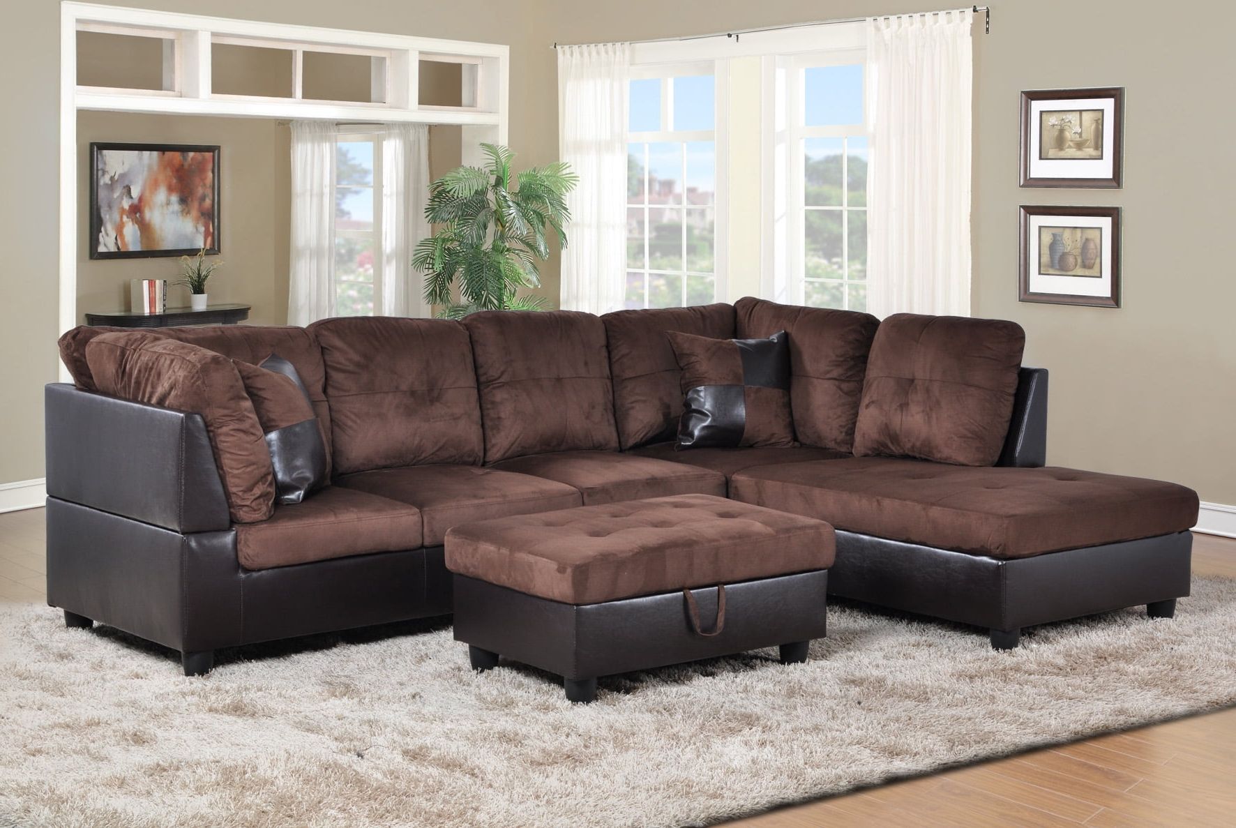 Ponliving Furniture Hermann Left Chaise Sectional Sofa With Storage Within Trendy Sofas In Chocolate Brown (View 12 of 15)