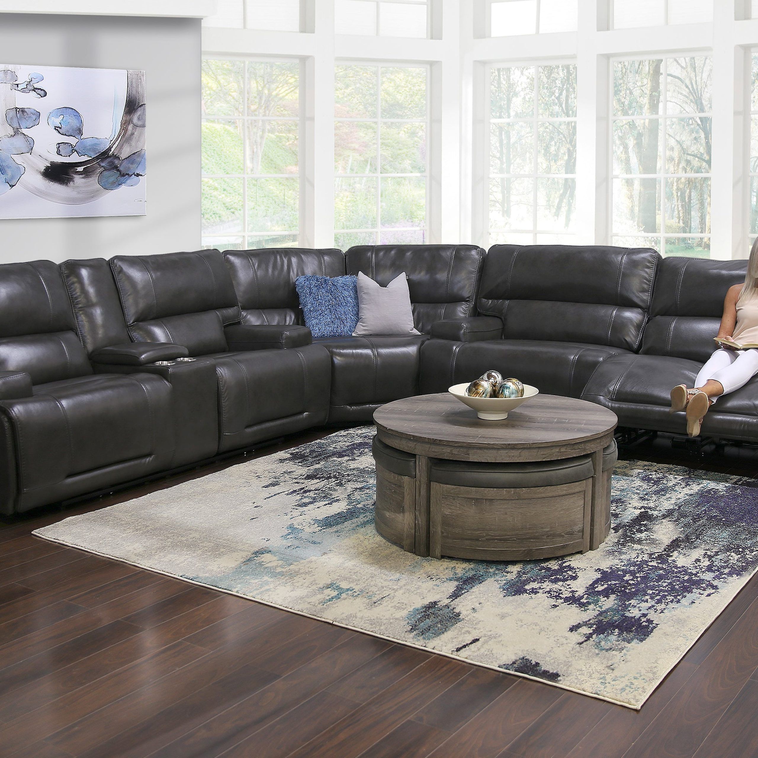 Popular 3 Piece Leather Sectional Sofa Sets Inside Nova 3 Piece Leather Triple Power Reclining Sectional Sofa (View 6 of 15)