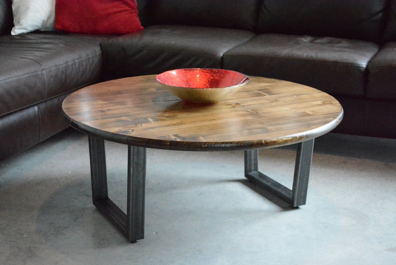 Popular 36 Round Coffee Table With Steel Legsgroveandanchor On Etsy Throughout Coffee Tables With Metal Legs (View 11 of 15)