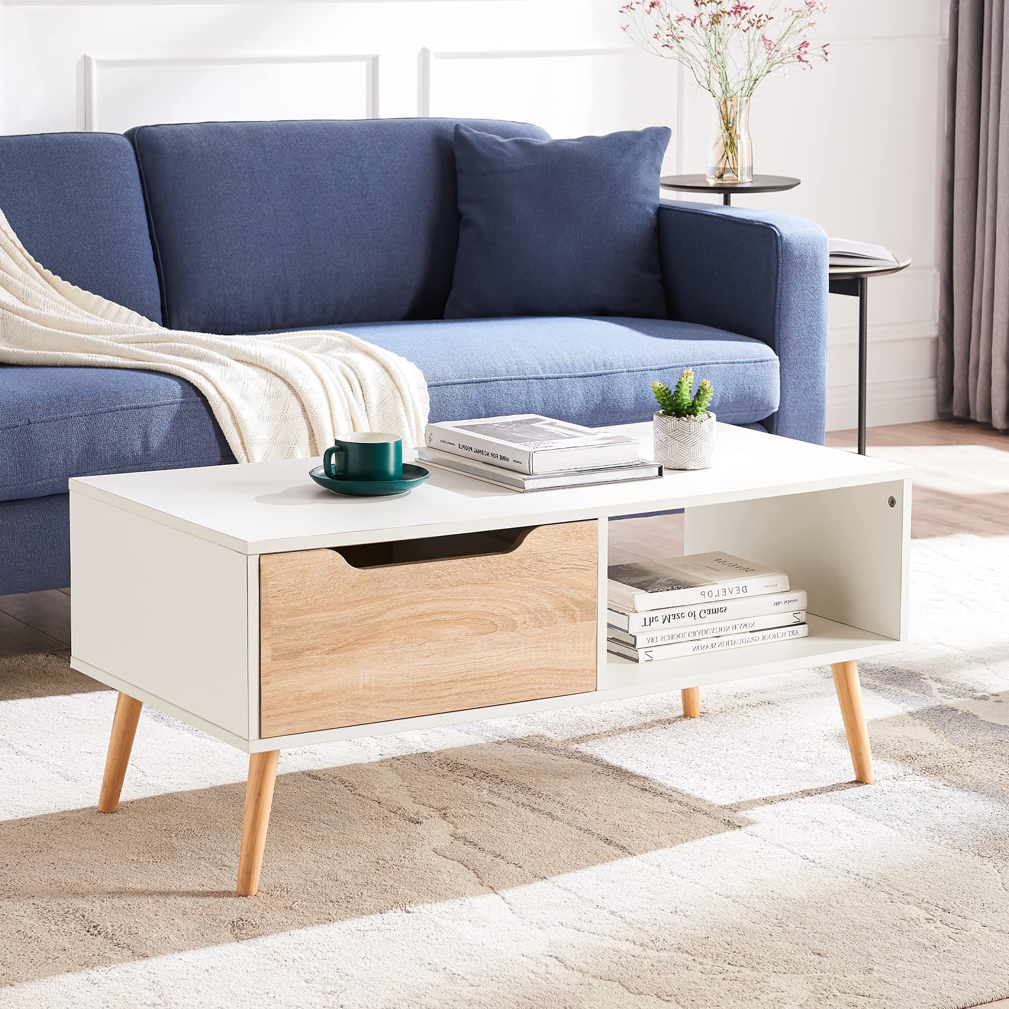 Popular Buy Cozy Castle Modern Coffee Table, Wooden Console Table 2 Tier With Pertaining To Coffee Tables With Open Storage Shelves (View 6 of 15)