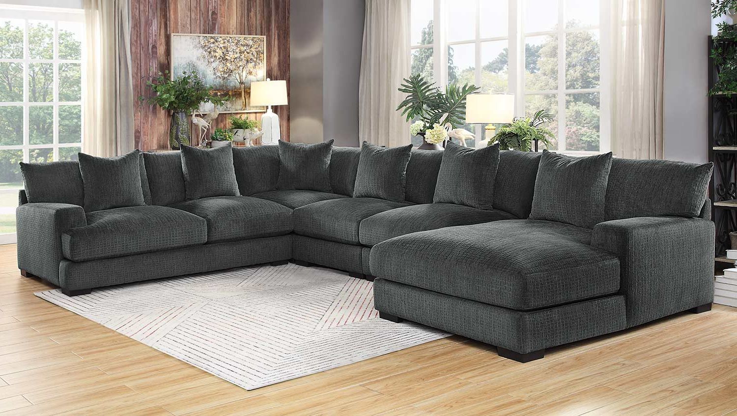 Popular Homelegance Worchester Sectional Sofa Set – Dark Gray 9857dg Sofa Set Throughout Sofas In Dark Grey (Photo 6 of 15)