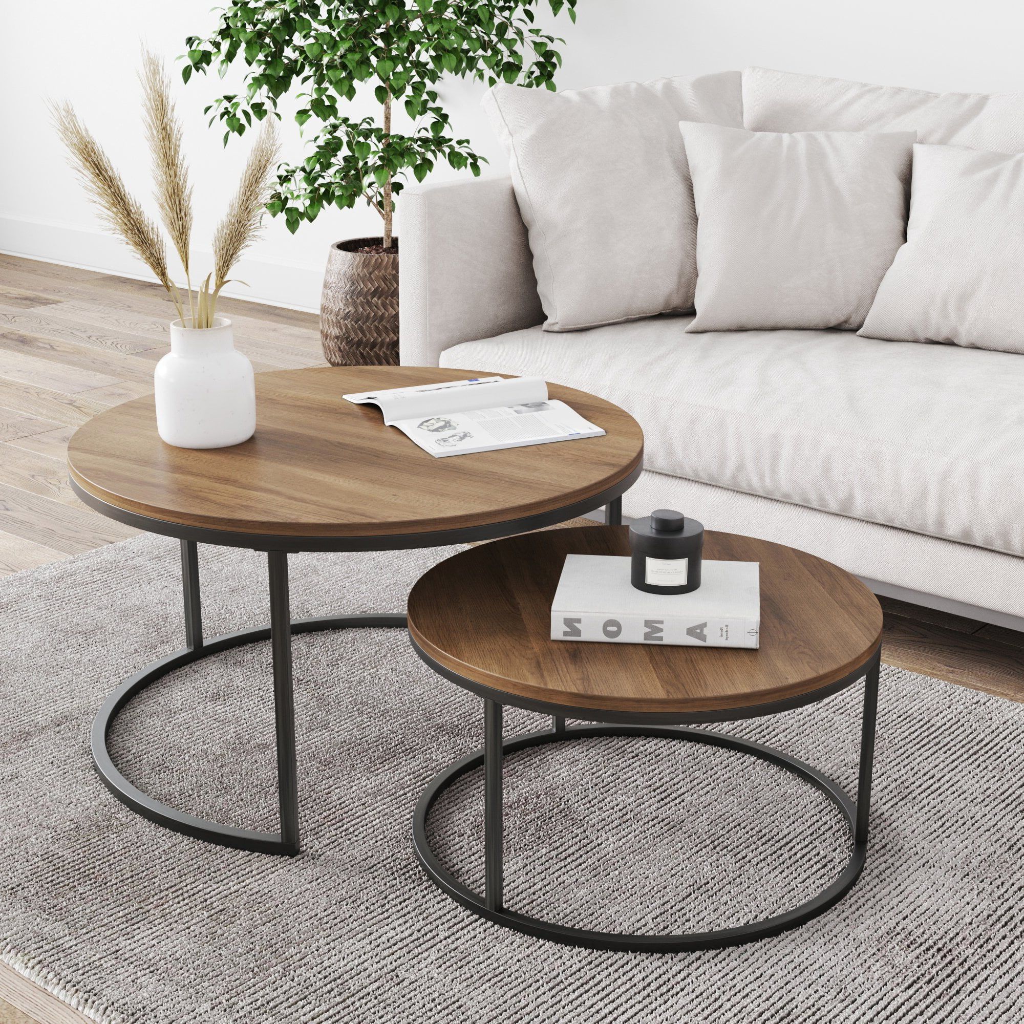 Popular Modern Nesting Coffee Tables For Nathan James Stella Round Modern Nesting Coffee Table Set Of 2 (Photo 3 of 15)