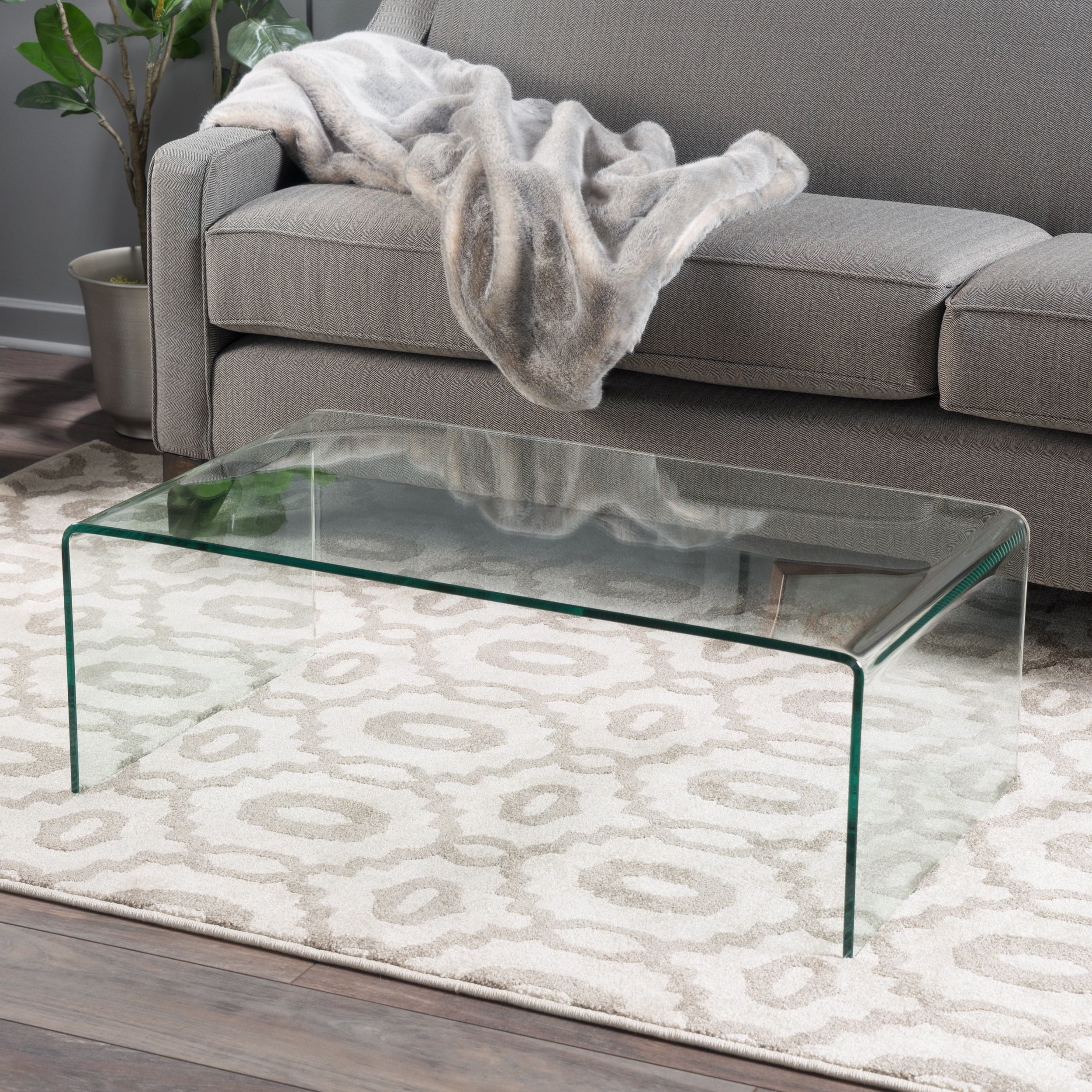 Popular Noble House Roman Tempered Glass Coffee Table, Clear – Walmart For Tempered Glass Coffee Tables (View 6 of 15)