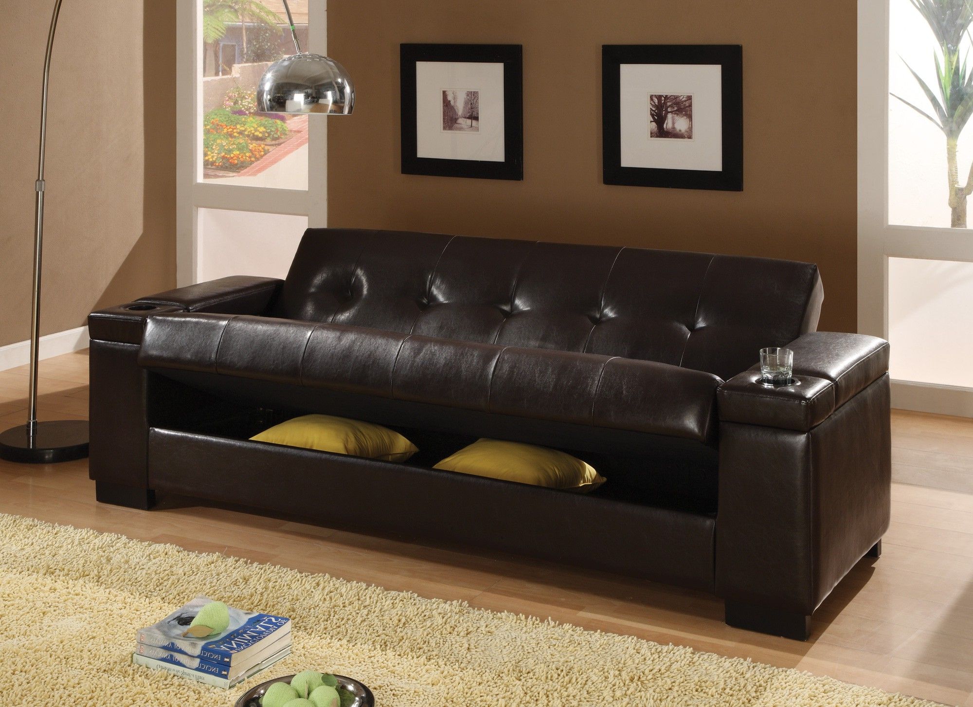Preferred Faux Leather Convertible Sofa Sleeper With Storage 300143 From Coaster With 8 Seat Convertible Sofas (Photo 9 of 15)