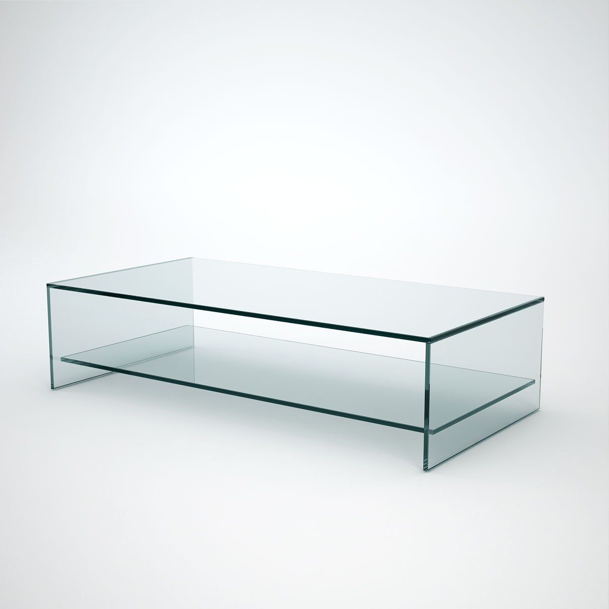 Preferred Glass Coffee Tables With Lower Shelves In Judd – Rectangle Glass Coffee Table With Shelf – Klarity – Glass Furniture (View 7 of 15)