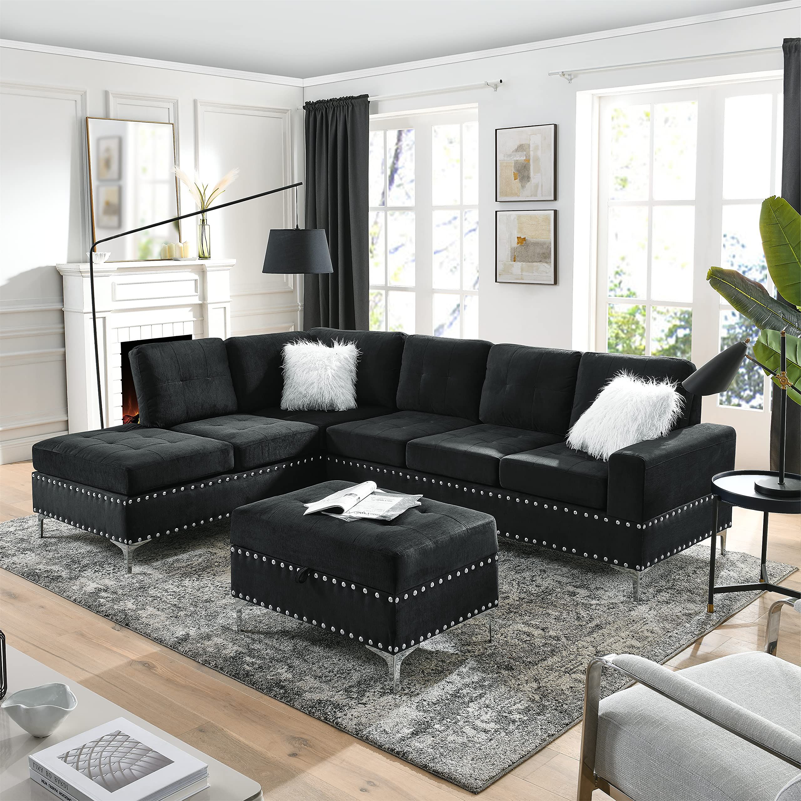 Preferred L Shape Couches With Reversible Chaises Within Buy Melpomene Living Room Sectional Sofa Set With Reversible Chaise (Photo 15 of 15)