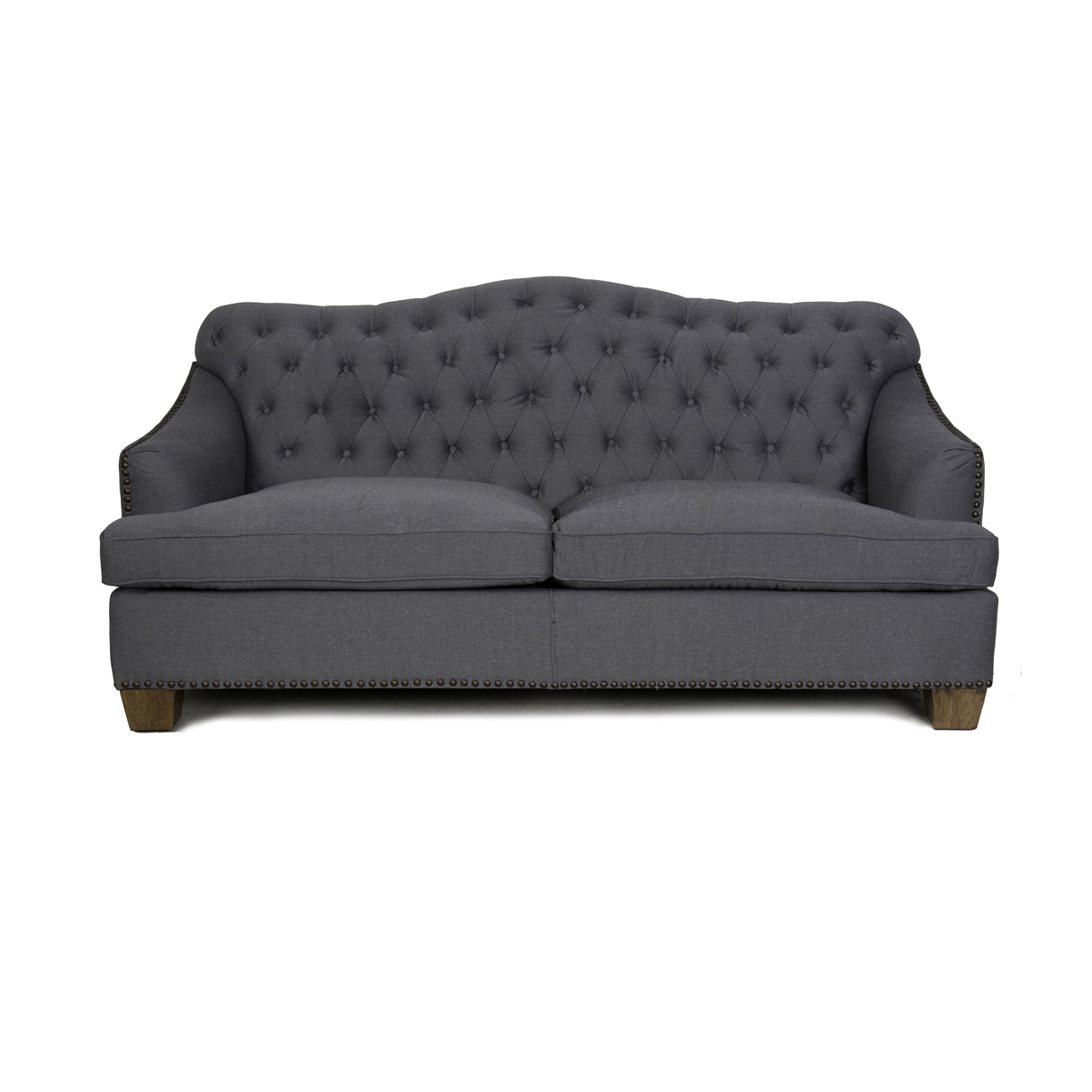 Preferred Light Charcoal Linen Sofas With Bardot Tufted Sofa With Nailheads – Charcoal (View 13 of 15)