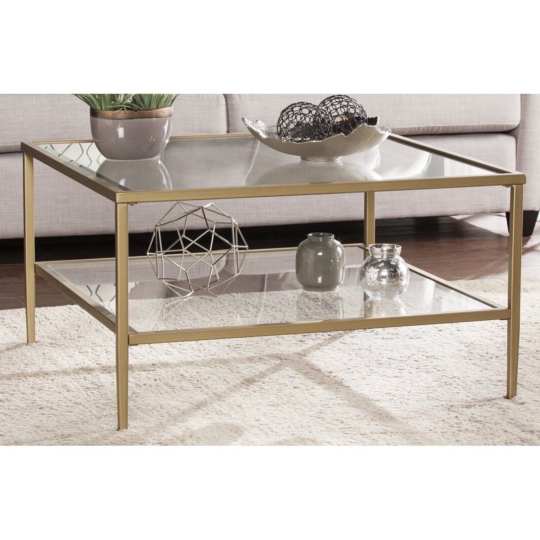 Preferred Metal 1 Shelf Coffee Tables With Red Barrel Studio Myron Square Metal/glass Open Shelf Coffee Table (View 10 of 15)