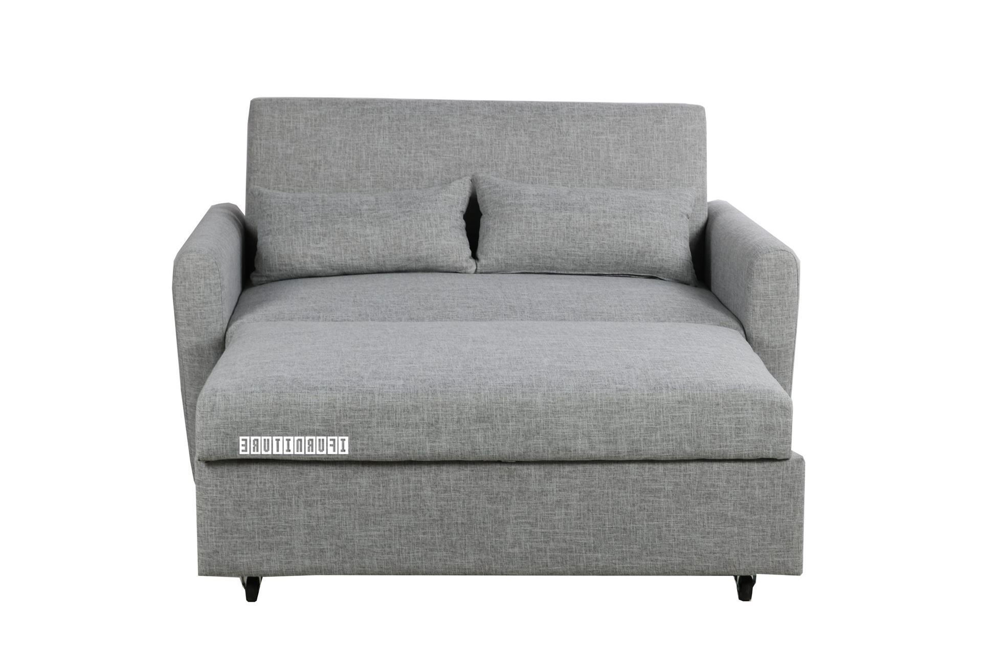 Primo Pull Out 2 Seater Sofa Bed (grey) Intended For 2018 2 In 1 Gray Pull Out Sofa Beds (View 4 of 15)