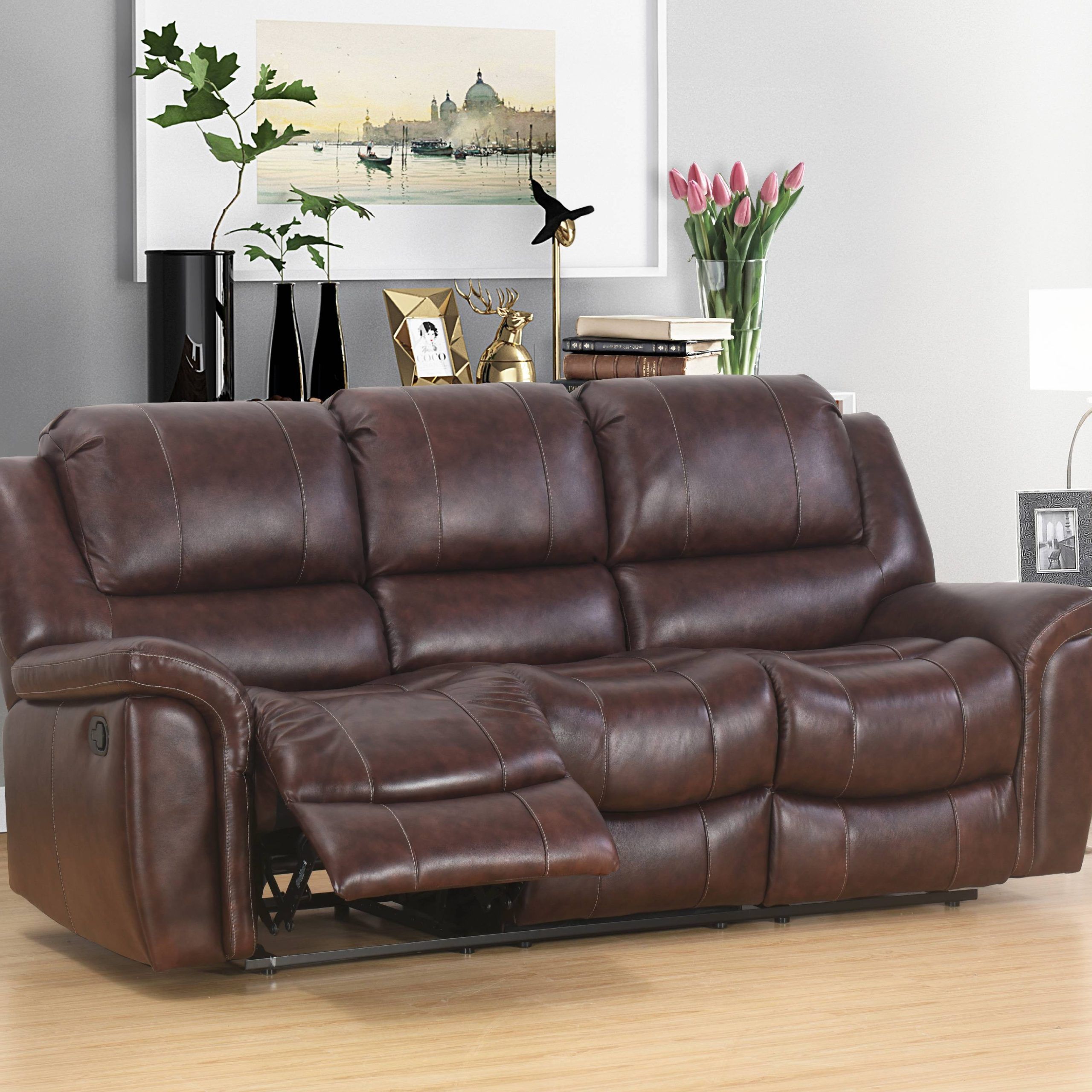 Recent Devon & Claire Rosa Top Grain Leather Sofa – Walmart Inside Top Grain Leather Loveseats (View 15 of 15)