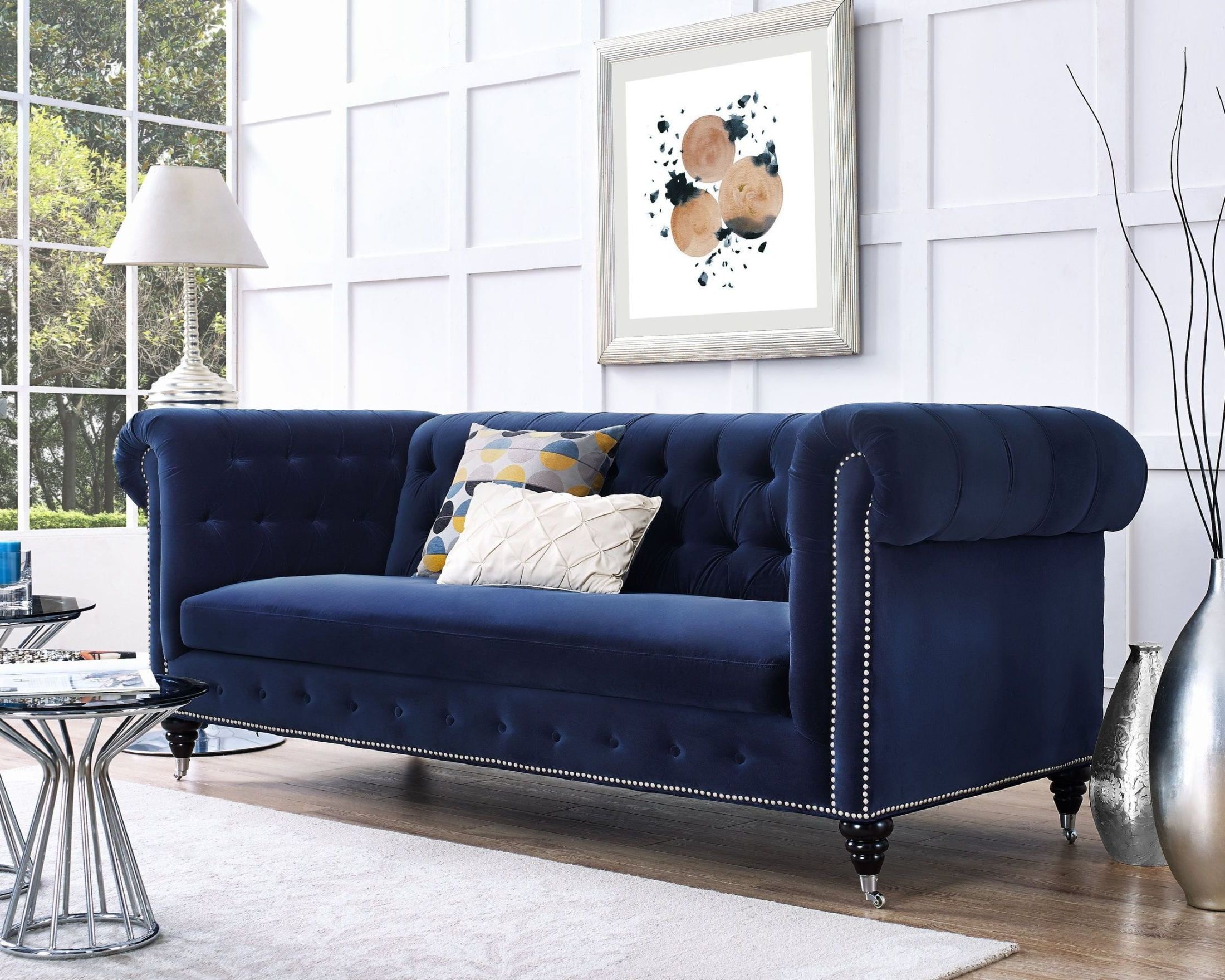 Recent Hanny Navy Blue Velvet Sofa From Tov (View 14 of 15)