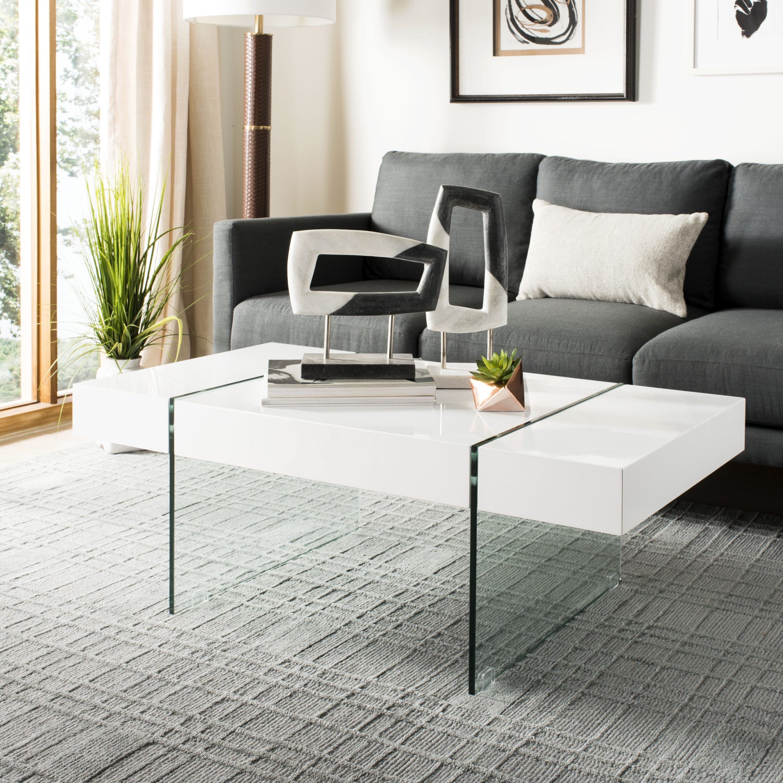 Recent Safavieh Jacob Rectangular Glass Leg Modern Coffee Table – Walmart With Regard To Clear Rectangle Center Coffee Tables (View 7 of 15)
