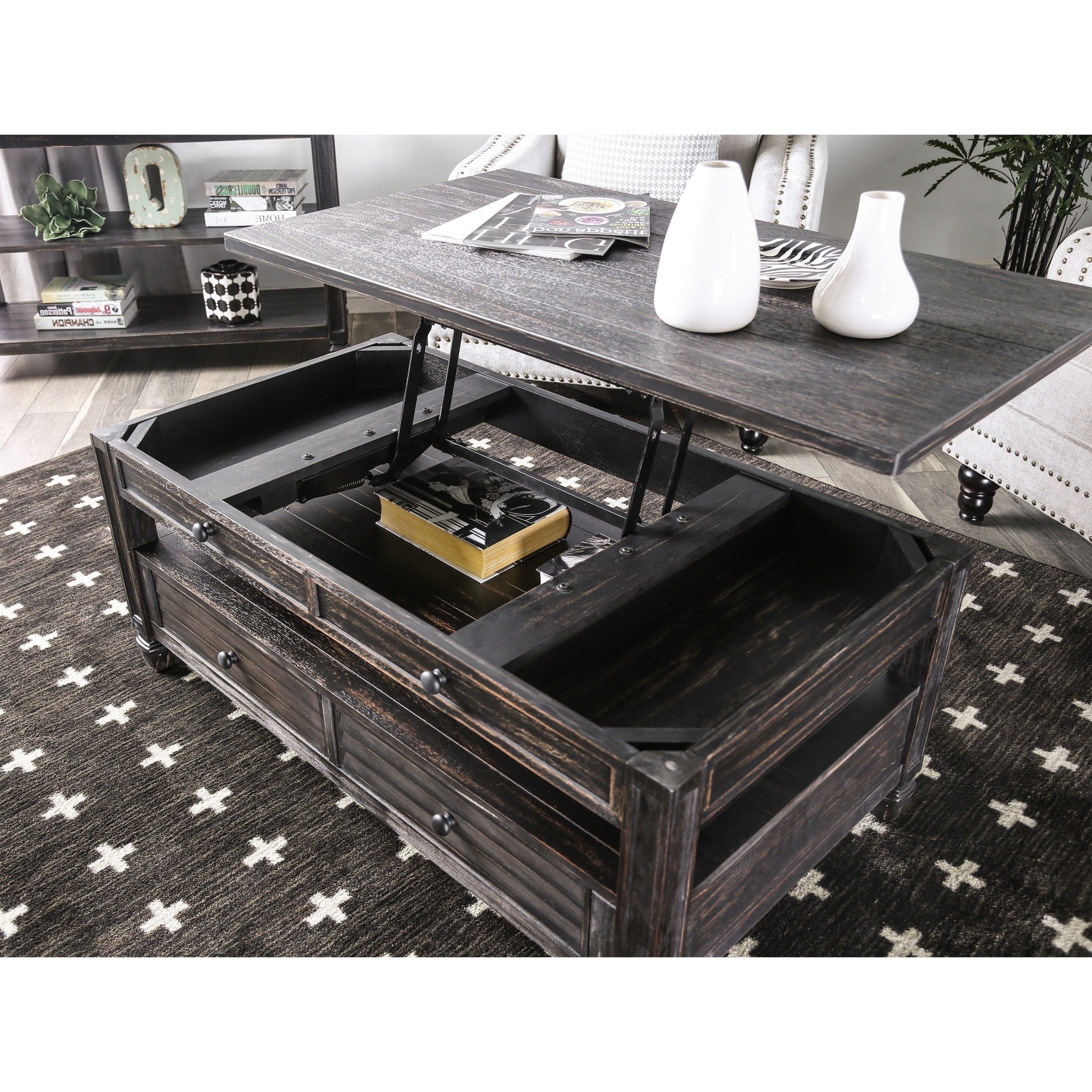 Recent Shop Furniture Of America Vance Rustic Farmhouse Lift Top Coffee Table Regarding Farmhouse Lift Top Tables (View 5 of 15)