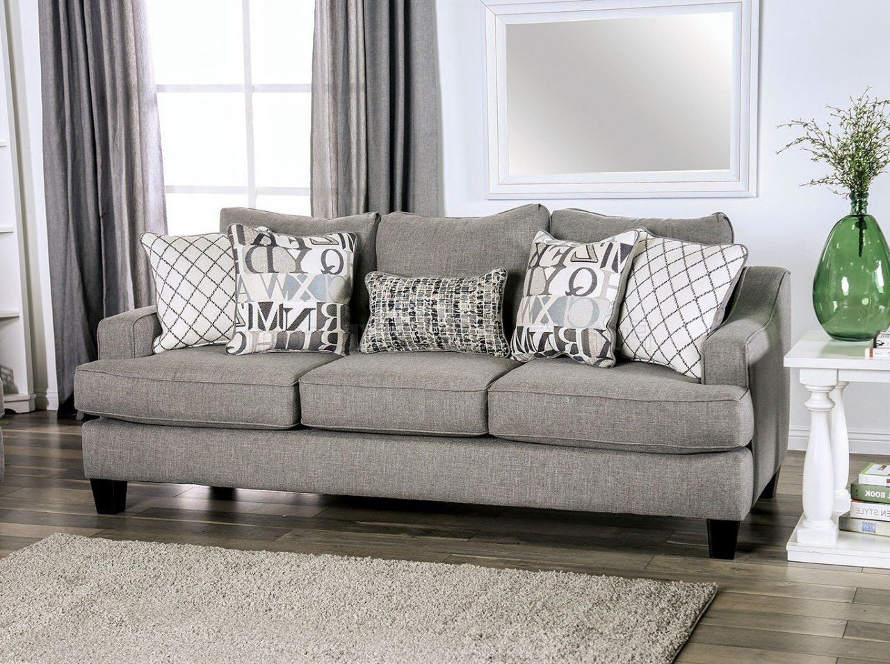 Recent Sofas In Bluish Grey Intended For Verne Sofa Sm8330 In Bluish Gray Linen Like Fabric W/options (Photo 8 of 15)