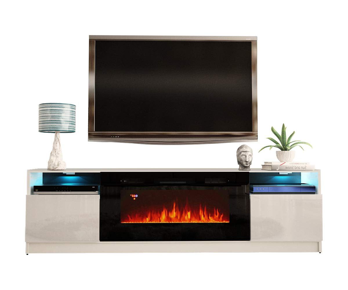 Recent York 02 Electric Fireplace Modern 79" Tv Stand – Walmart Throughout Tv Stands With Electric Fireplace (View 15 of 15)