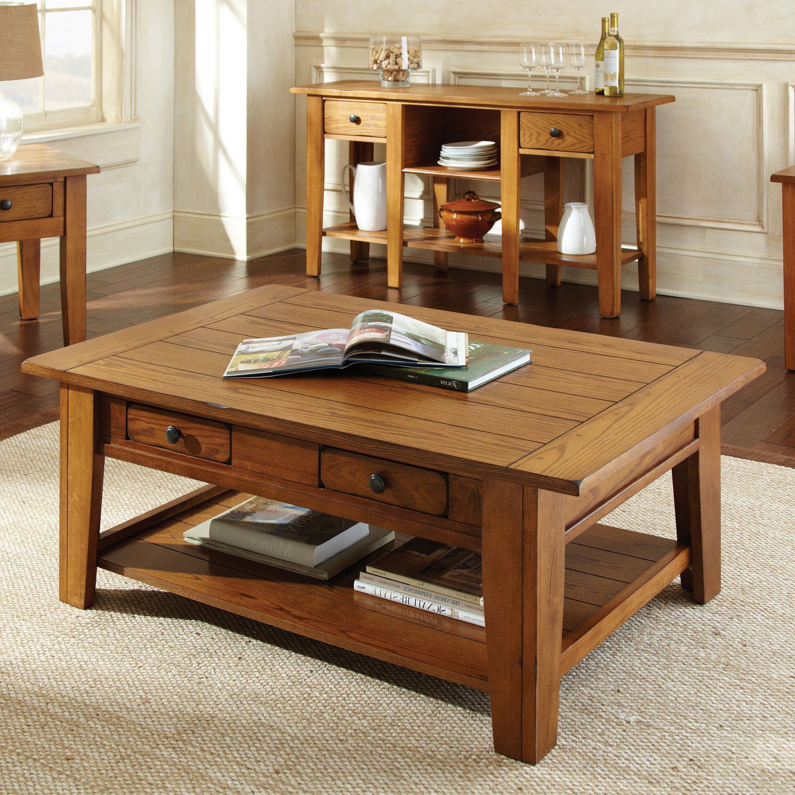 Rectangle Coffee Tables Intended For Preferred Steve Silver Liberty Rectangle Oak Wood Coffee Table – Walmart (View 13 of 15)