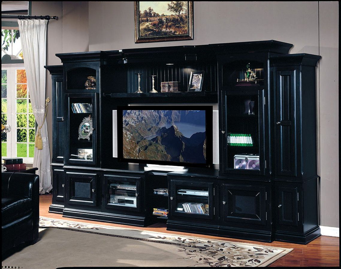 Rgb Entertainment Centers Black Pertaining To Widely Used Black Wall Unit Entertainment Center — Freshouz Home & Architecture Decor (View 10 of 15)