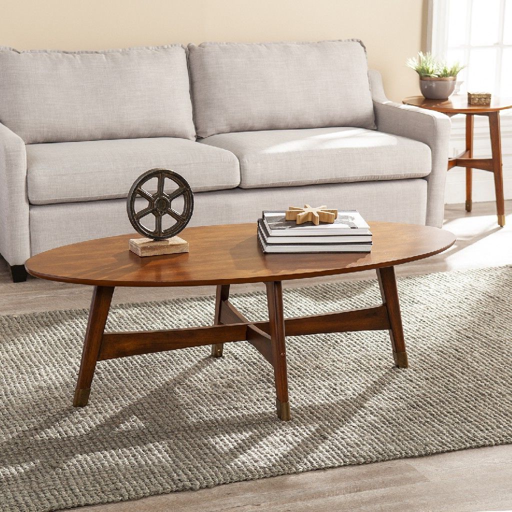 Rhoda Oval Midcentury Modern Coffee Table – Southern Enterprises Ck2621 In Fashionable Wooden Mid Century Coffee Tables (Photo 15 of 15)