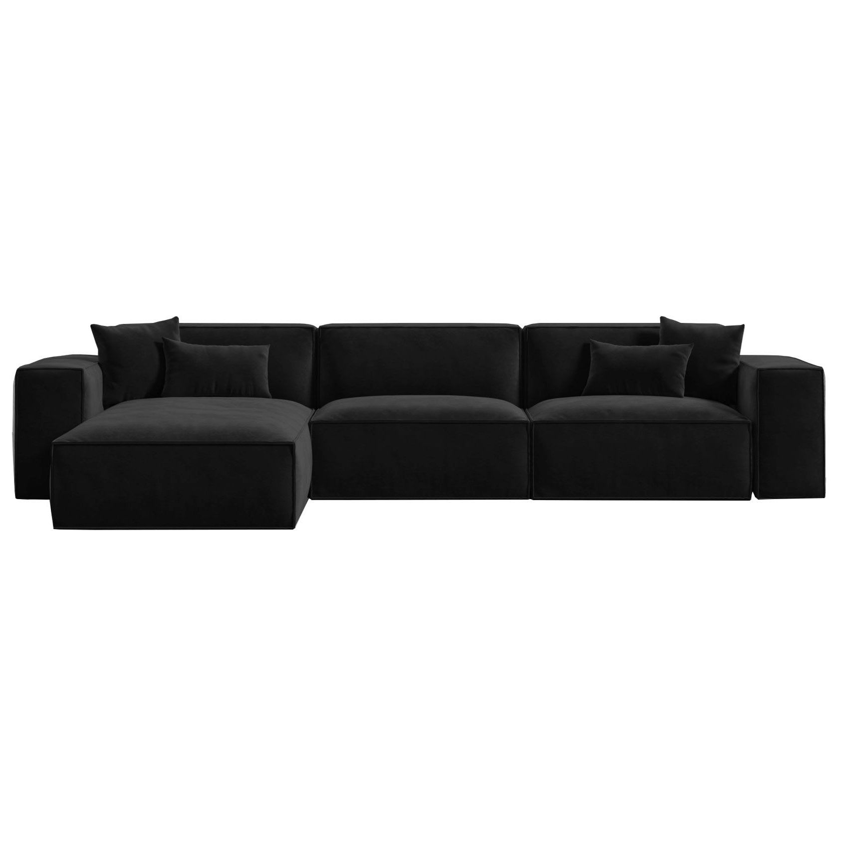 Rove Concepts Porter Modern Classic Black Velvet Sectional Sofa  Right For Famous Right Facing Black Sofas (View 4 of 15)