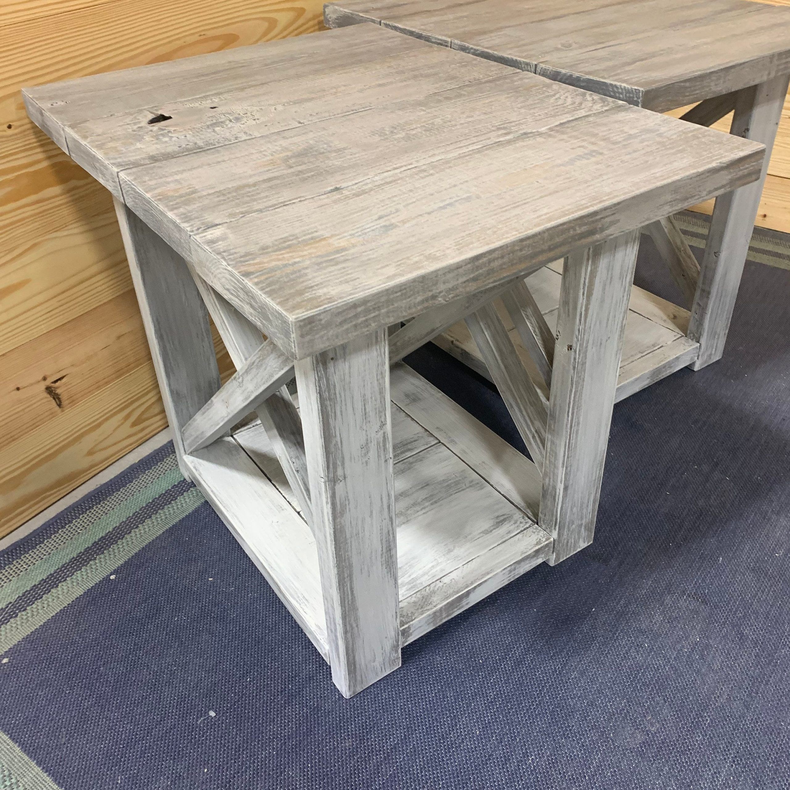 Rustic Gray End Tables Intended For Popular Long Rustic Farmhouse End Tables Gray White Wash Top With A Distressed (Photo 4 of 15)