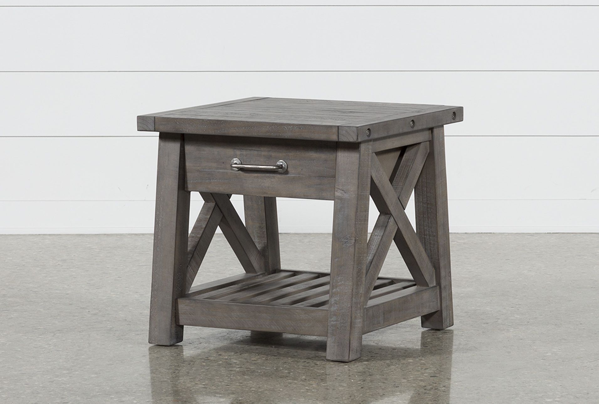 Rustic Gray End Tables Throughout Popular Rustic Grey End Tables : We Love The Large Size And The Open Bottom (Photo 12 of 15)